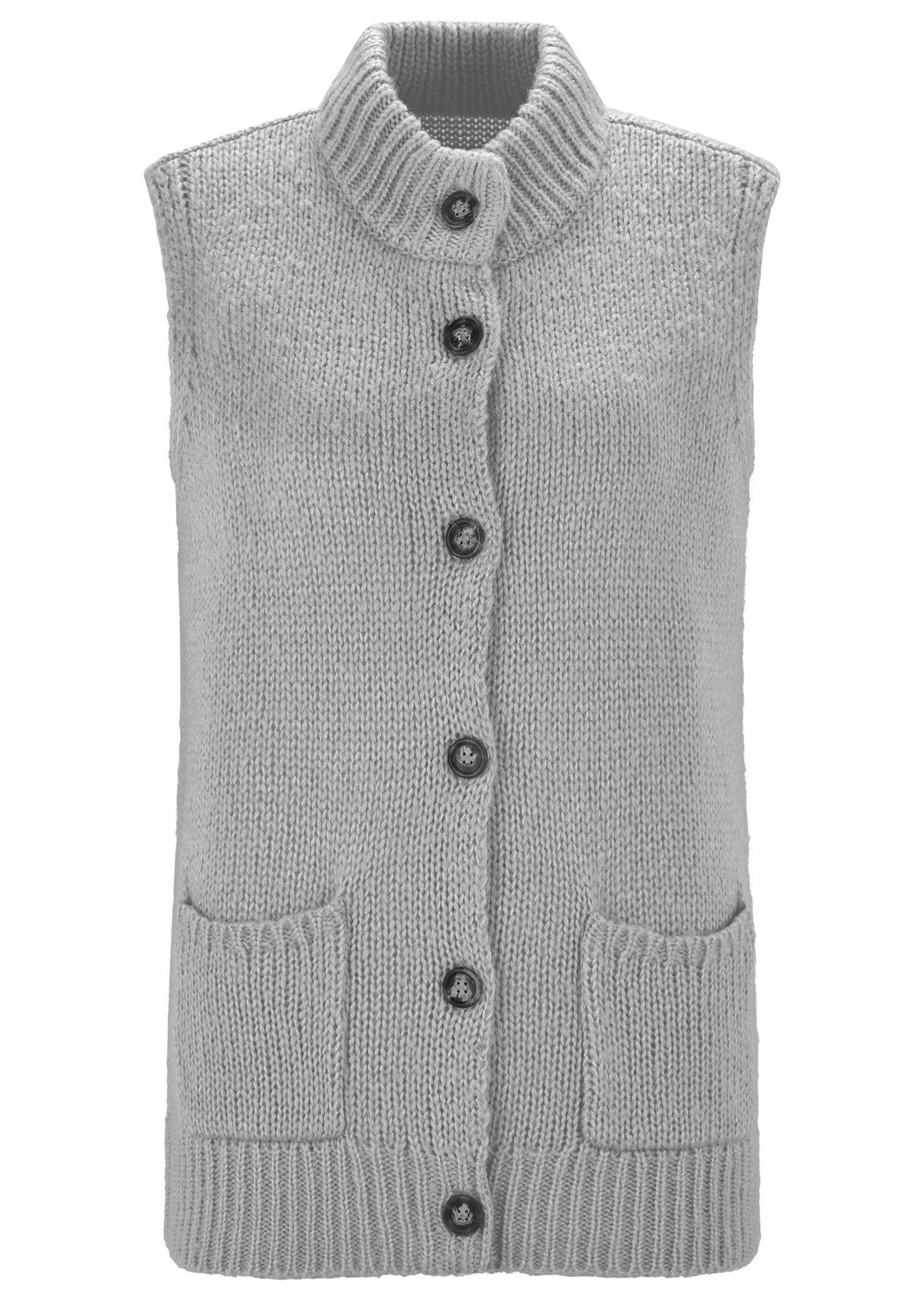 GOLDNER Strickjacke "Kurzgröße Strickweste mit Knopfleiste" aufgesetze Taschen