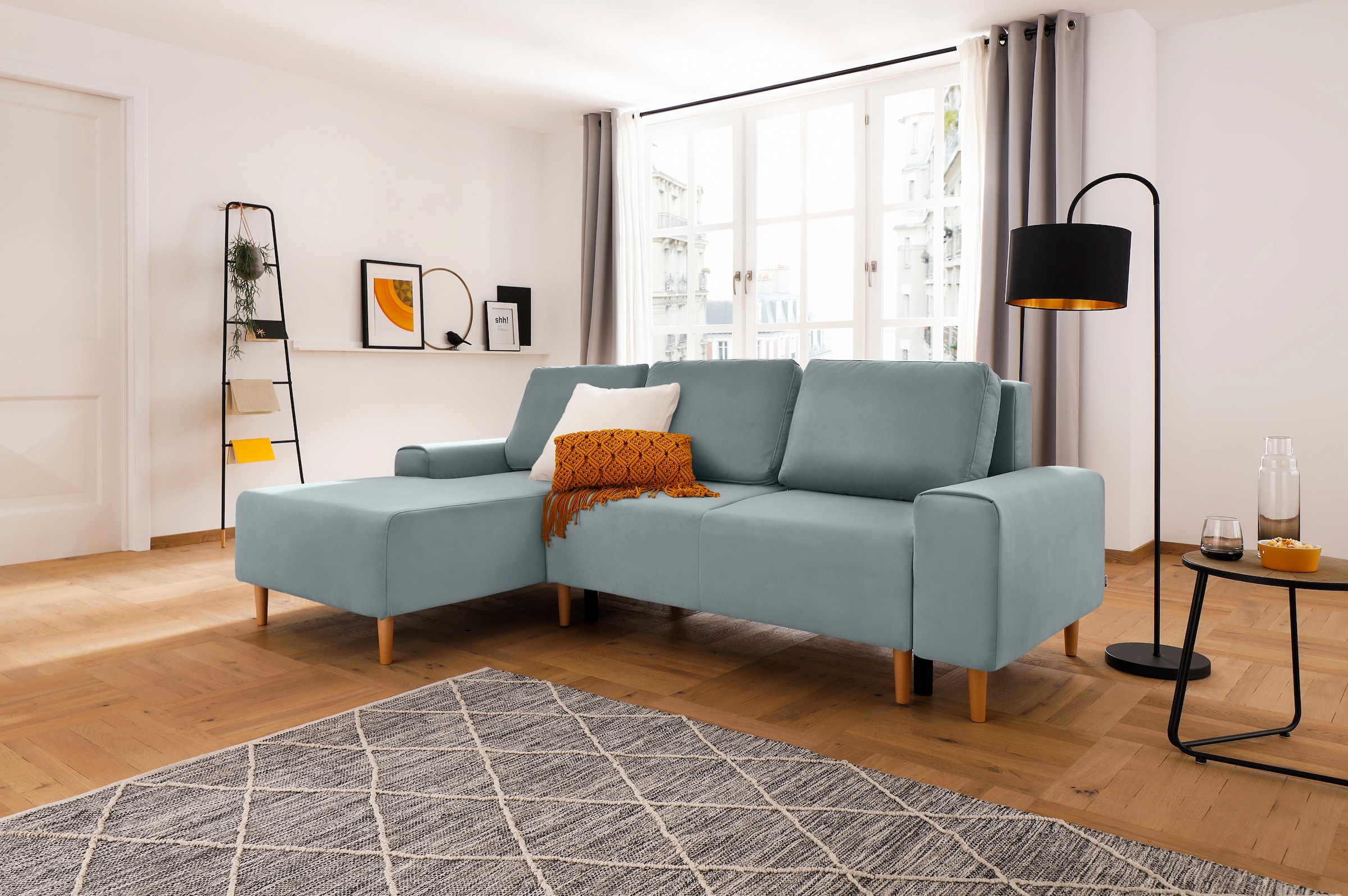 INOSIGN Ecksofa »Samu L-Form«, wahlweise mit Bettfunktion und Bettkasten