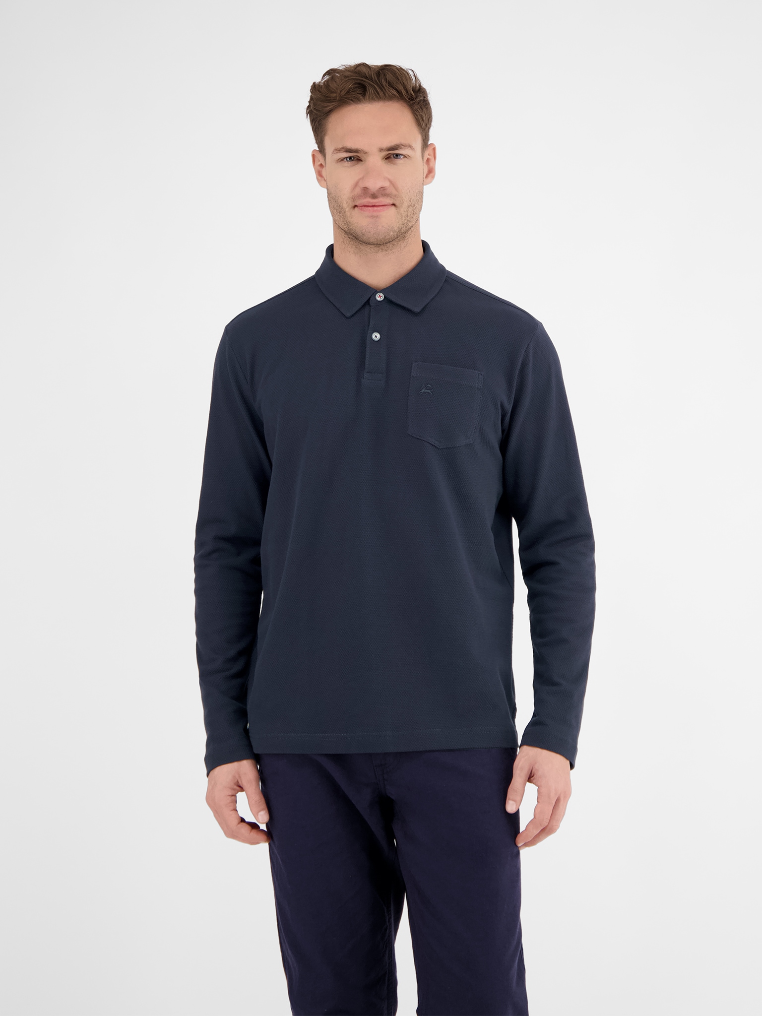 Lerros Langarm-Poloshirt su Logo Stickerei