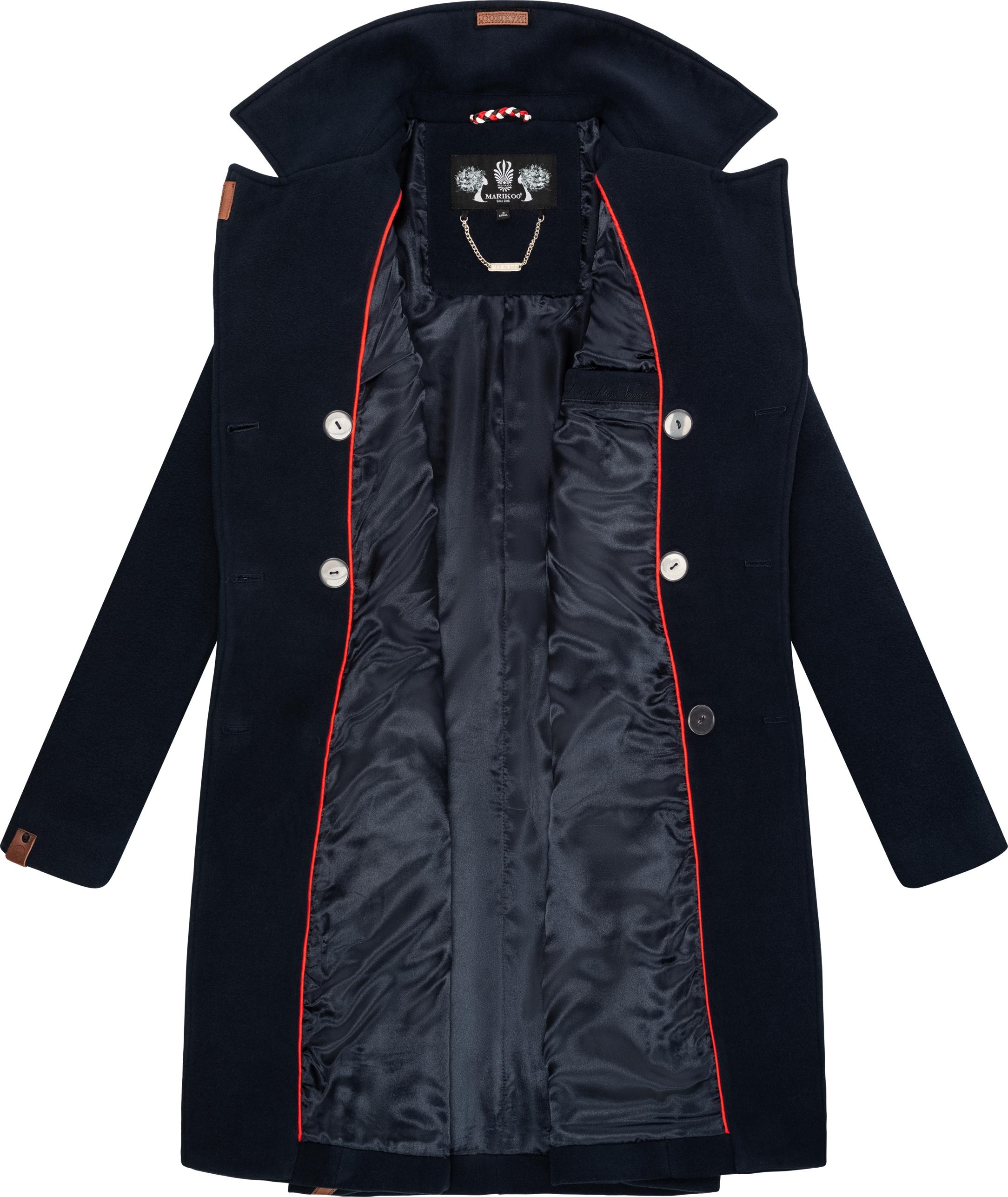 Marikoo Wollmantel »Nanakoo«, edler Damen Trenchcoat in Woll-Optik
