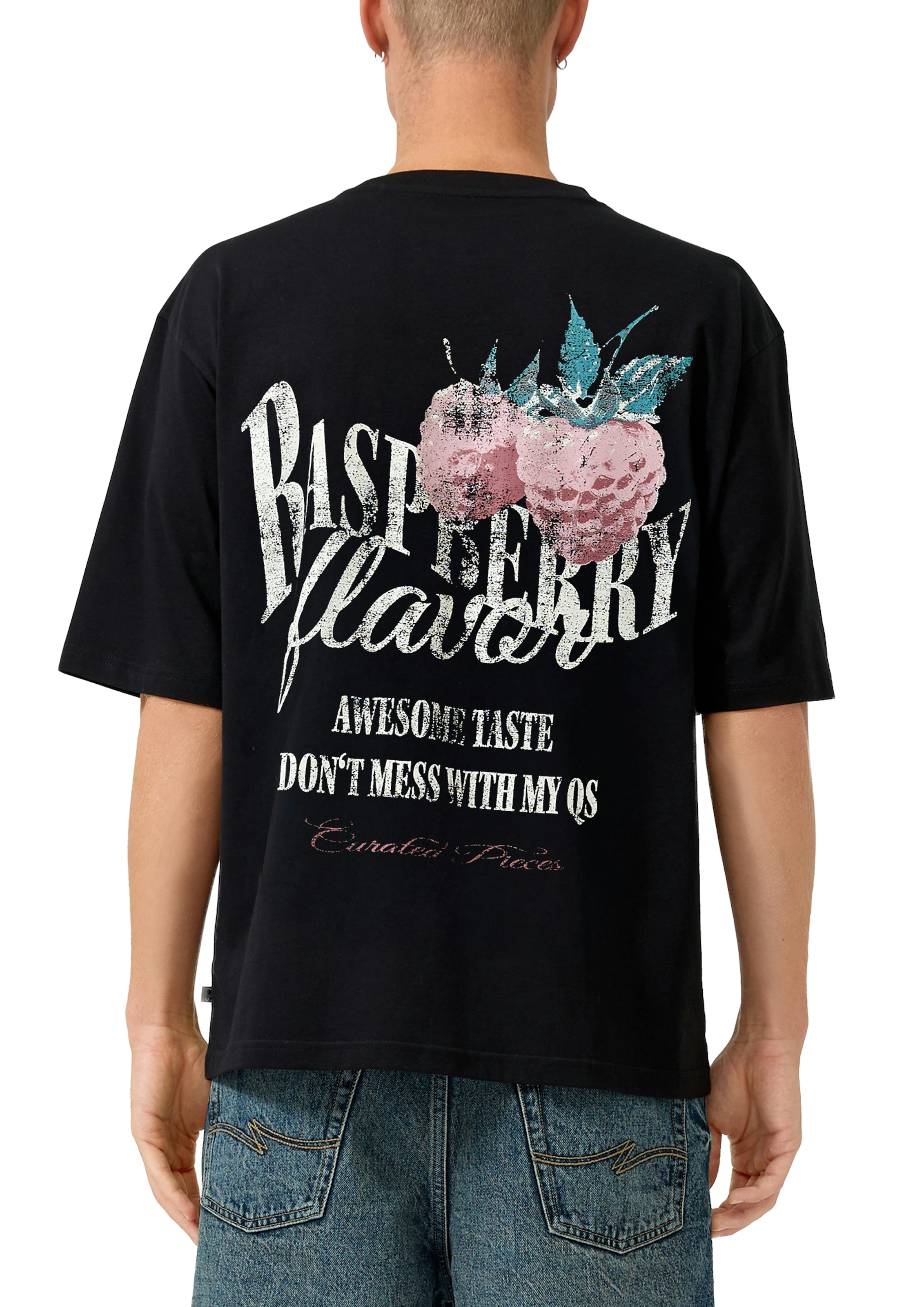 QS T-Shirt Sommershirt mit Rücken-Print