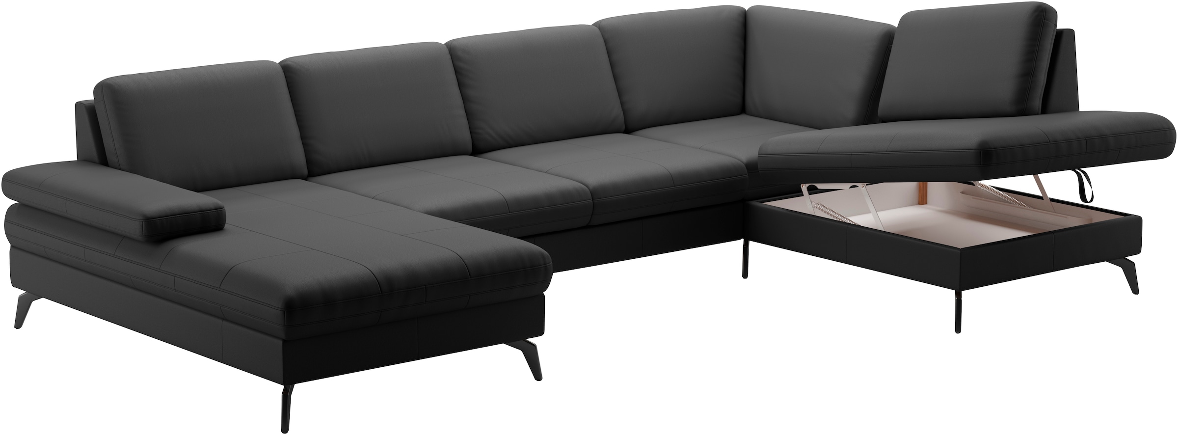 sit&more Wohnlandschaft »Morris U-Form, inkl. Sitztiefenverstellung«, wahlweise mit Armteilverstellung, Bettfunktion & Bettkasten