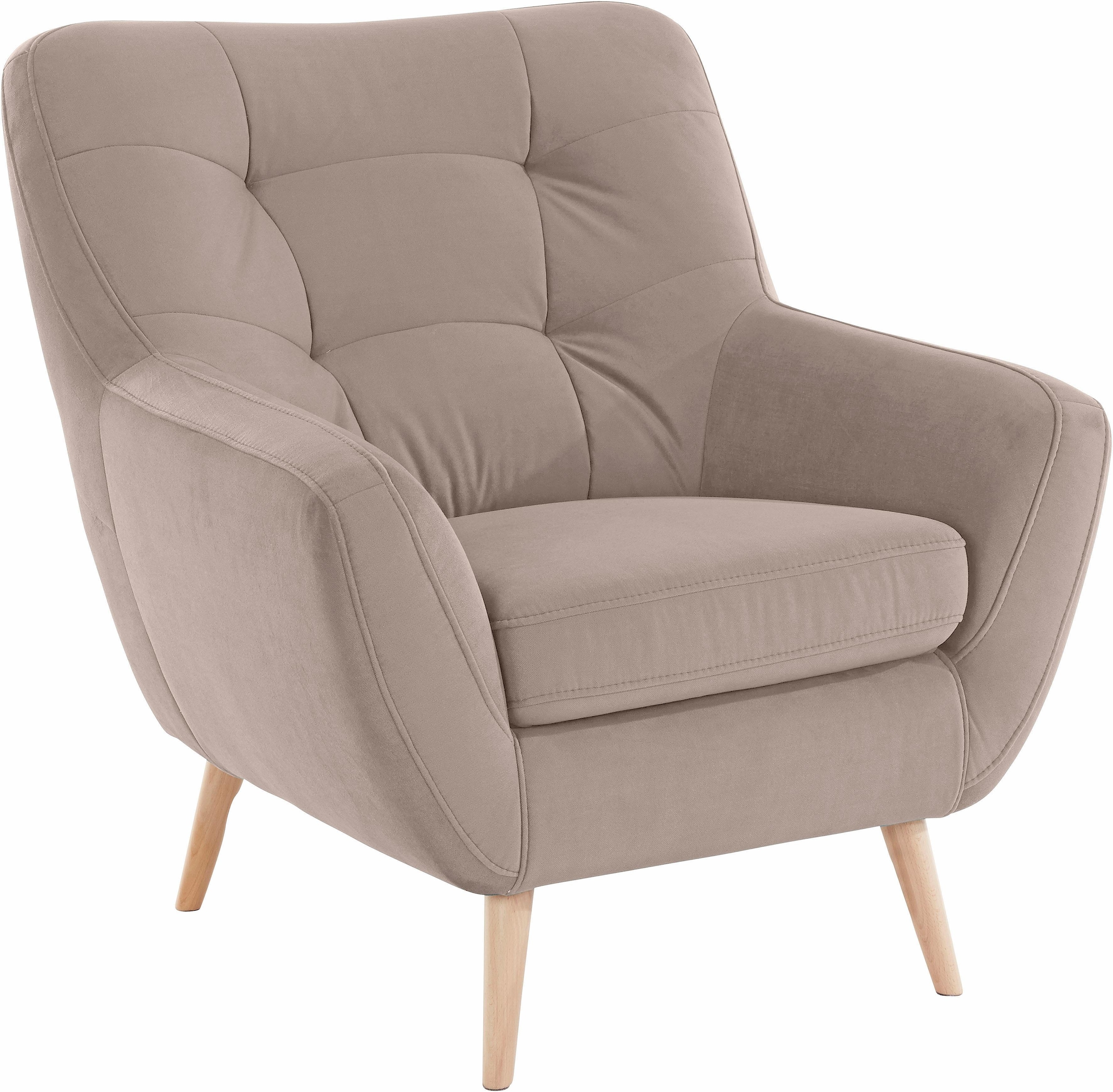 exxpo - sofa fashion Sessel »Scandi, Loungesessel mit tollem Sitzkomfort, hochwertige Polsterung«, bequem, hohe Holzfüße