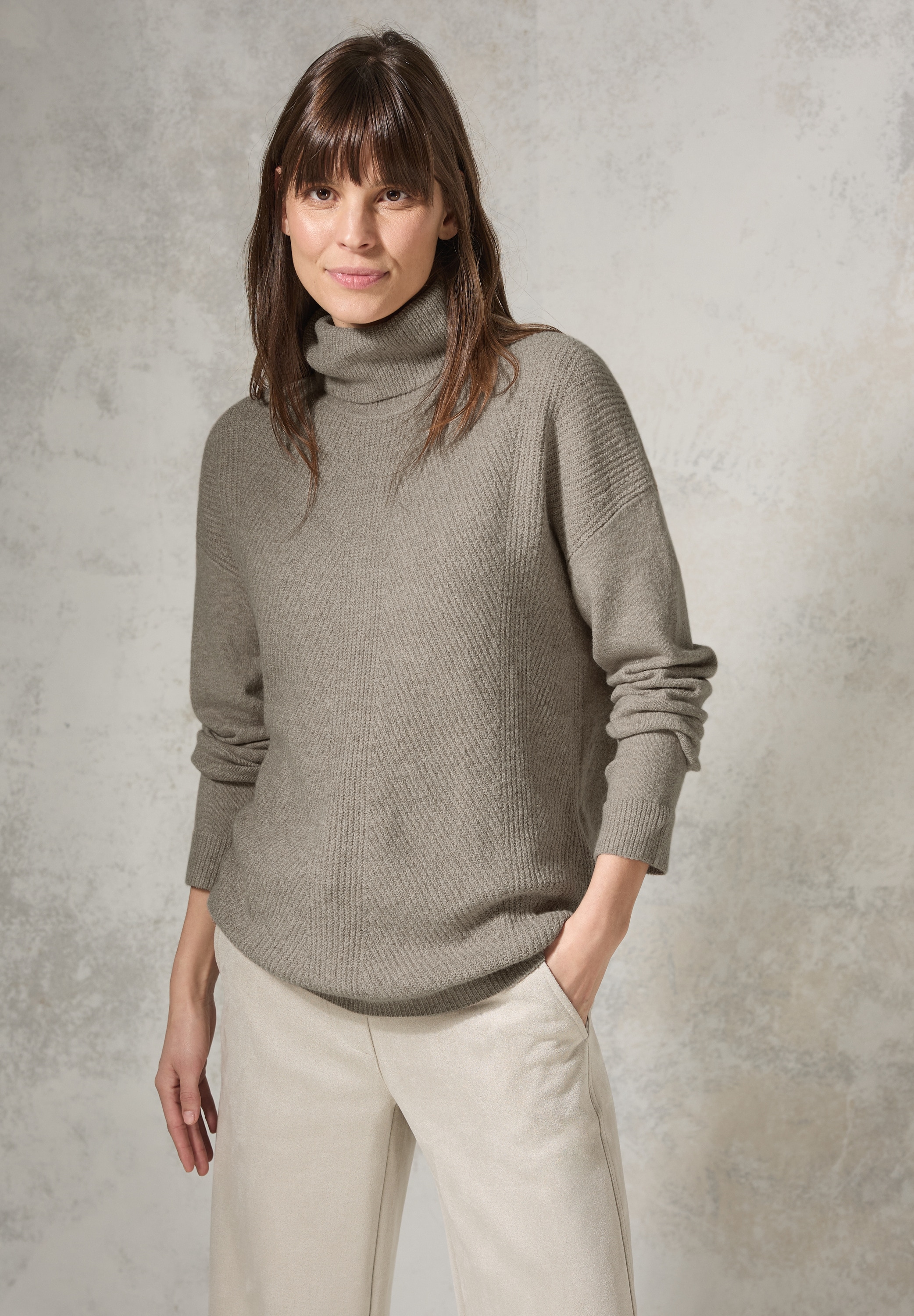 Cecil Rollkragenpullover, aus softem Materialmix