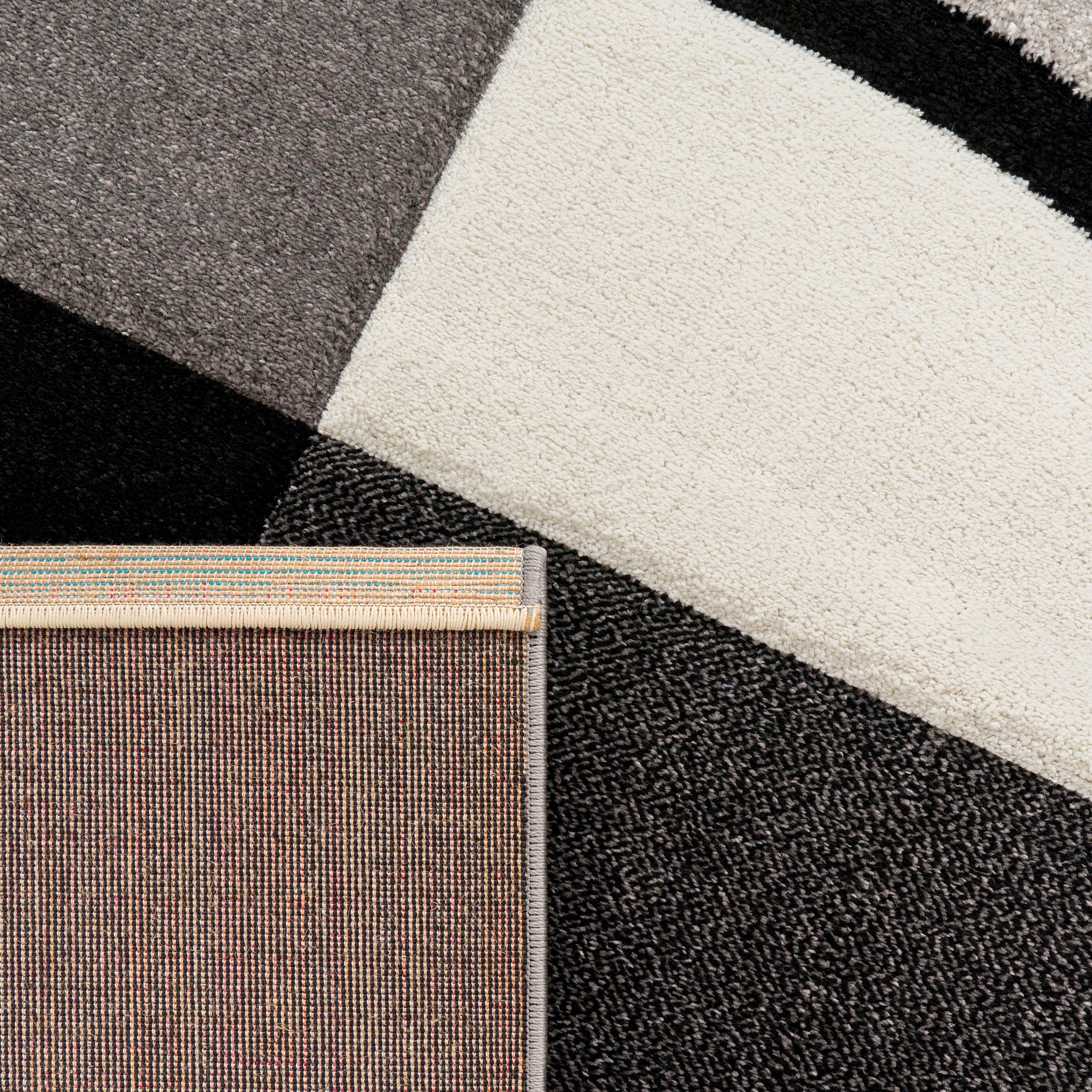 Teppich PACO HOME "Diamond 665", schwarz (schwarz, weiß), B:300cm H:17mm L:400cm, Polypropylen (PP), Teppiche, Teppich, Karo Muster, 3D-Design, auch als Läufer, Wohnzimmer, Schlafzimmer 3