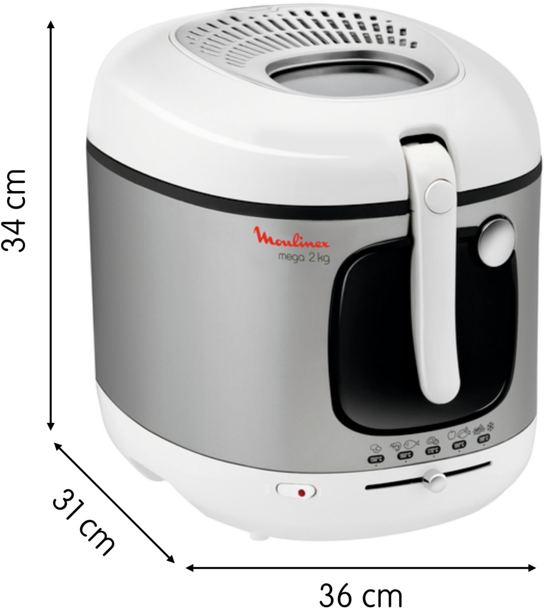 Moulinex Fritteuse »Mega«, 2100 W, einstellbarer Thermostat, Kontrollleuchte, Fritteuse mit Öl, AM4800
