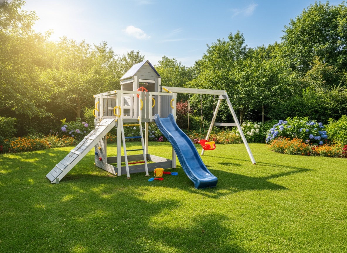 FUNGOO Spielturm »Treehouse« mit Spielhaus, Rutsche, Doppelschaukel, Kletterwand