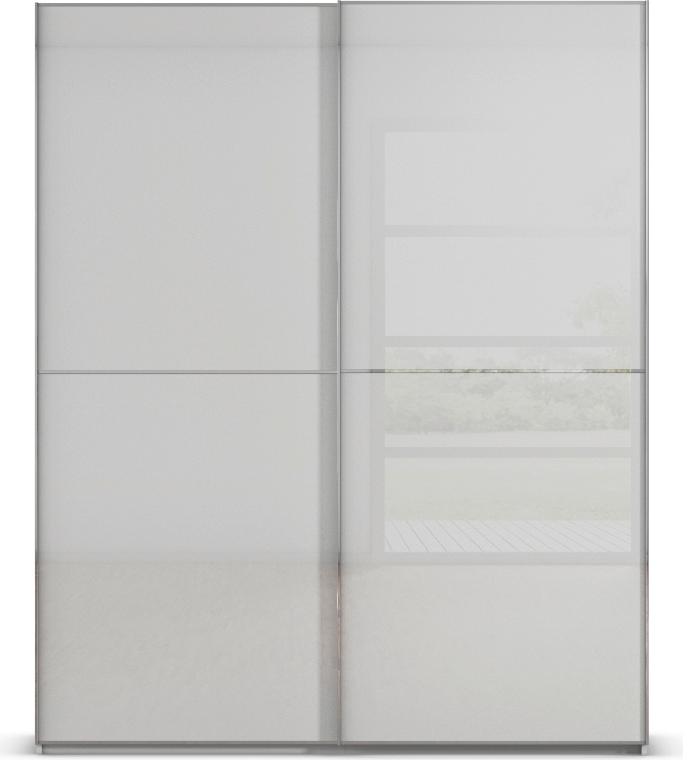 rauch Schwebetürenschrank »Kleiderschrank Schrank Garderobe Schlafzimmerschrank SCALE-DUO«, edle zweigeteilte Türen Glas-Front mit 3 Zierleisten MADE IN GERMANY