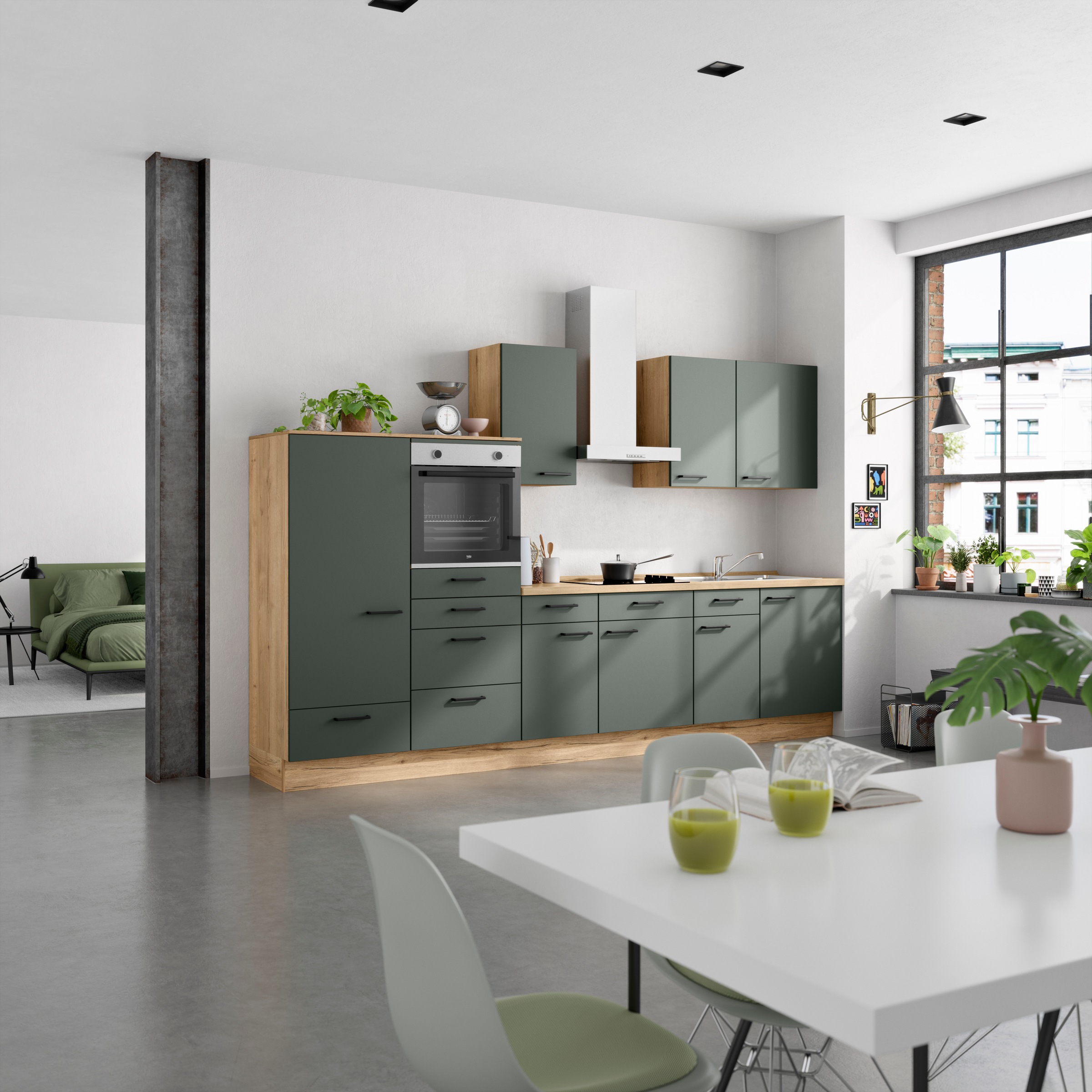 nobilia® Küchenzeile »"Easytouch I"«, vormontiert, Ausrichtung wählbar, Breite 330 cm, wahlw. mit E-Geräten