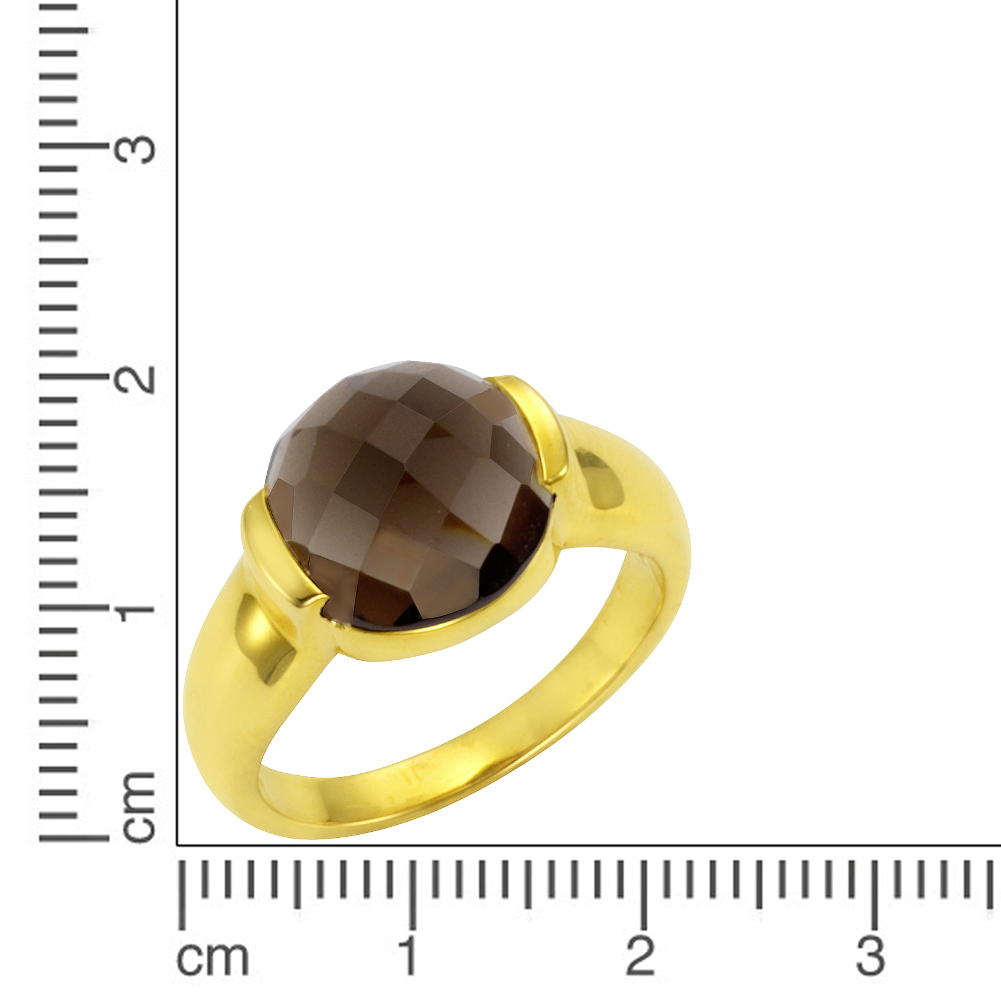 Jamelli Fingerring »925 Silber vergoldet Rauchquarz 12mm«