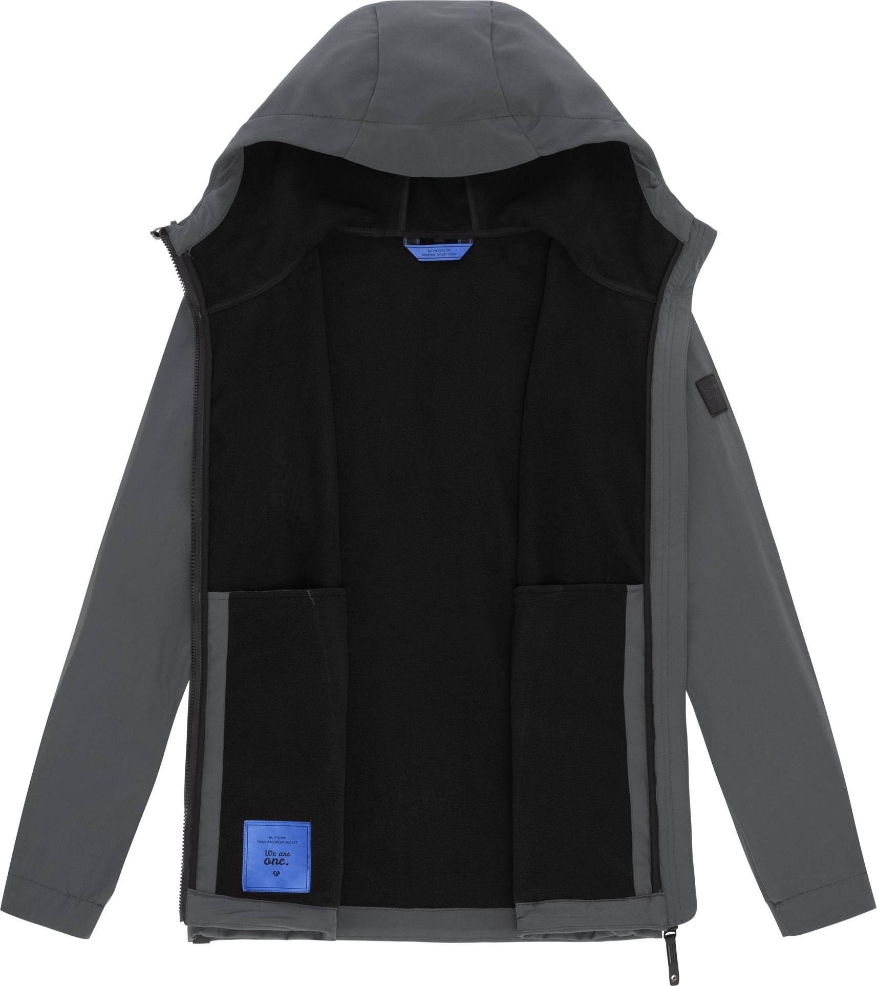 Ragwear Softshelljacke »Shellwie Warm«, mit Kapuze, wasserdichte Herren Übergangsjacke mit großer Kapuze