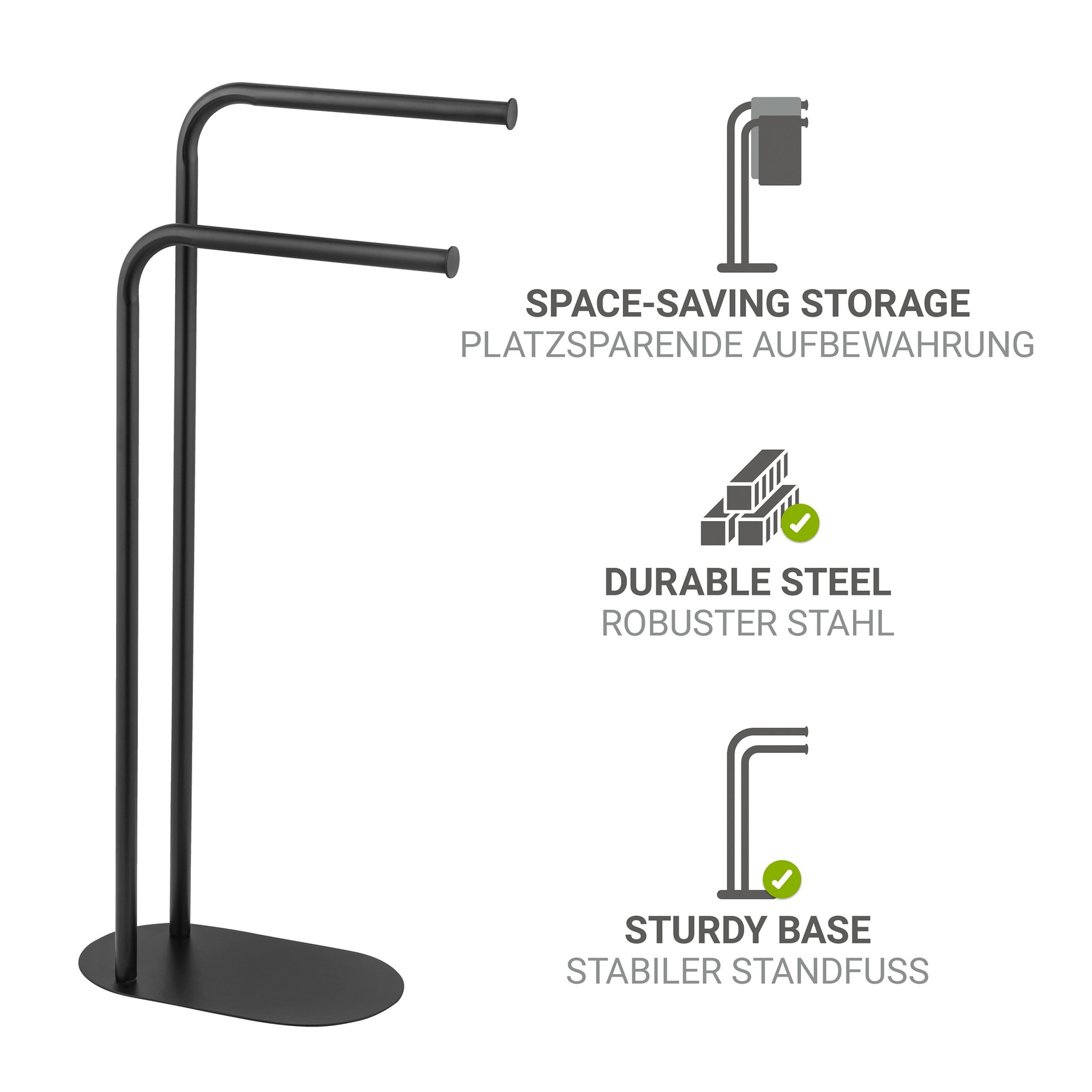 WENKO Handtuchständer »Levante« freistehender Handtuchhalter und Kleiderständer, 2 Arme, platzsparend