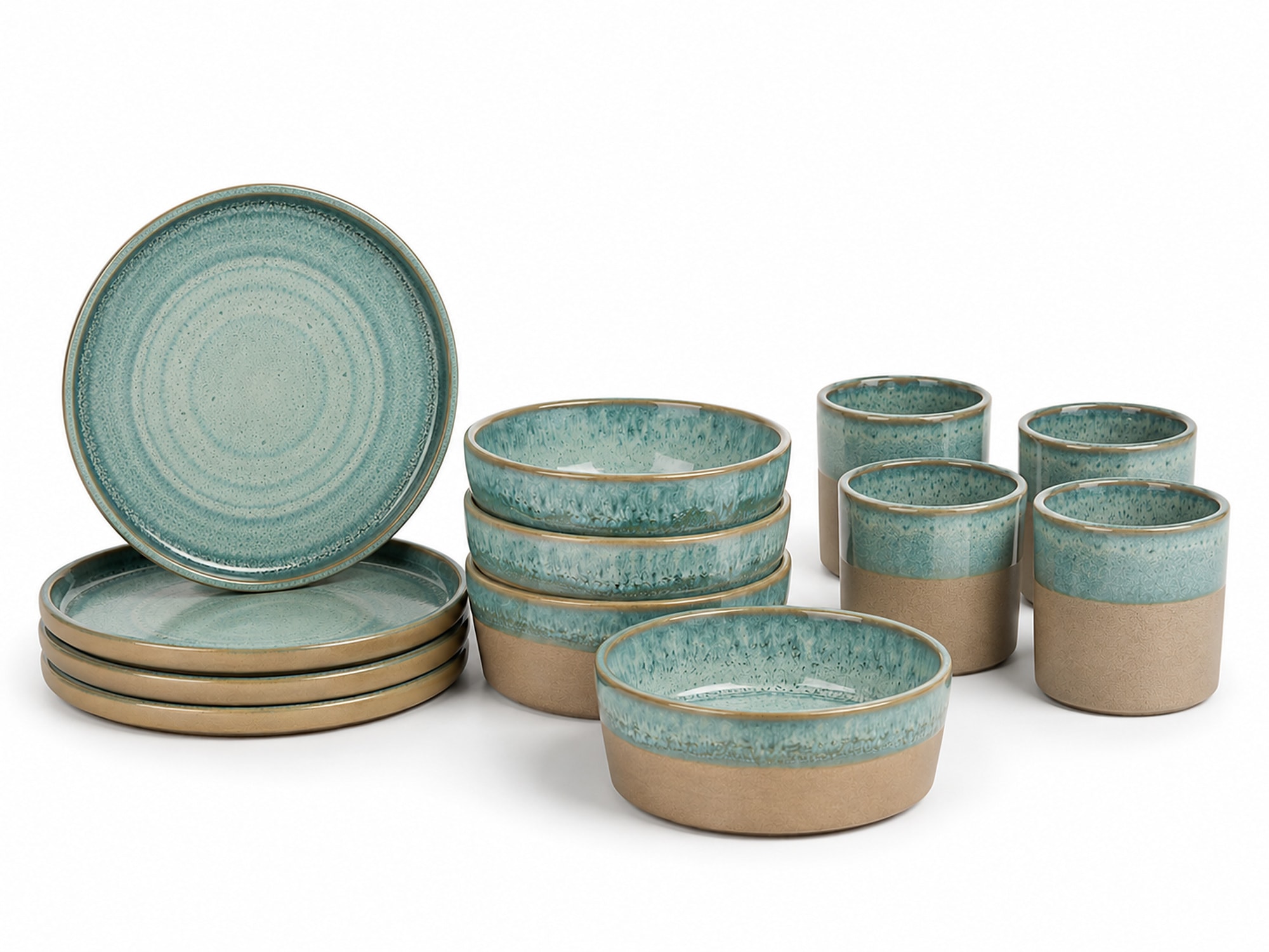Cosy & Trendy Frühstücks-Geschirrset "Basalt, Geschirr-Set, 12-tlg." Steinzeug, für 4 Personen, rund, spülmaschinengeeignet