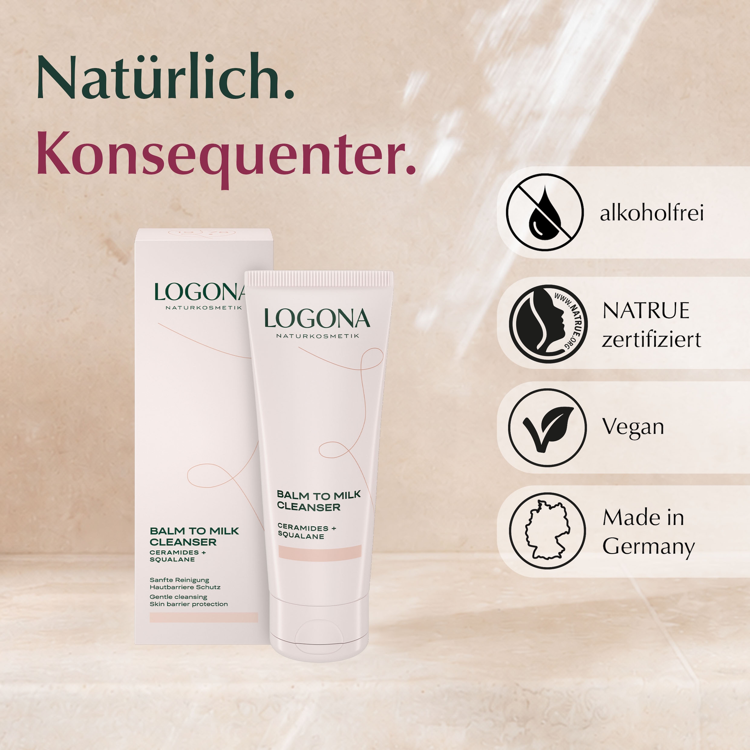 LOGONA Gesichtsreinigungsgel »BALM TO MILK CLEANSER« Balm-to-Milk-Textur, für Gesicht und Augenpartie