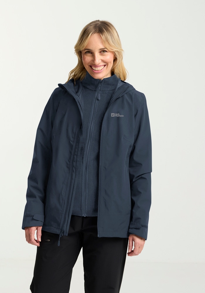 Jack Wolfskin 3-in-1-Funktionsjacke »MOONRISE 3IN1 JKT W«, mit Kapuze, 3in1, atmungsaktiv, Übergangsjacke