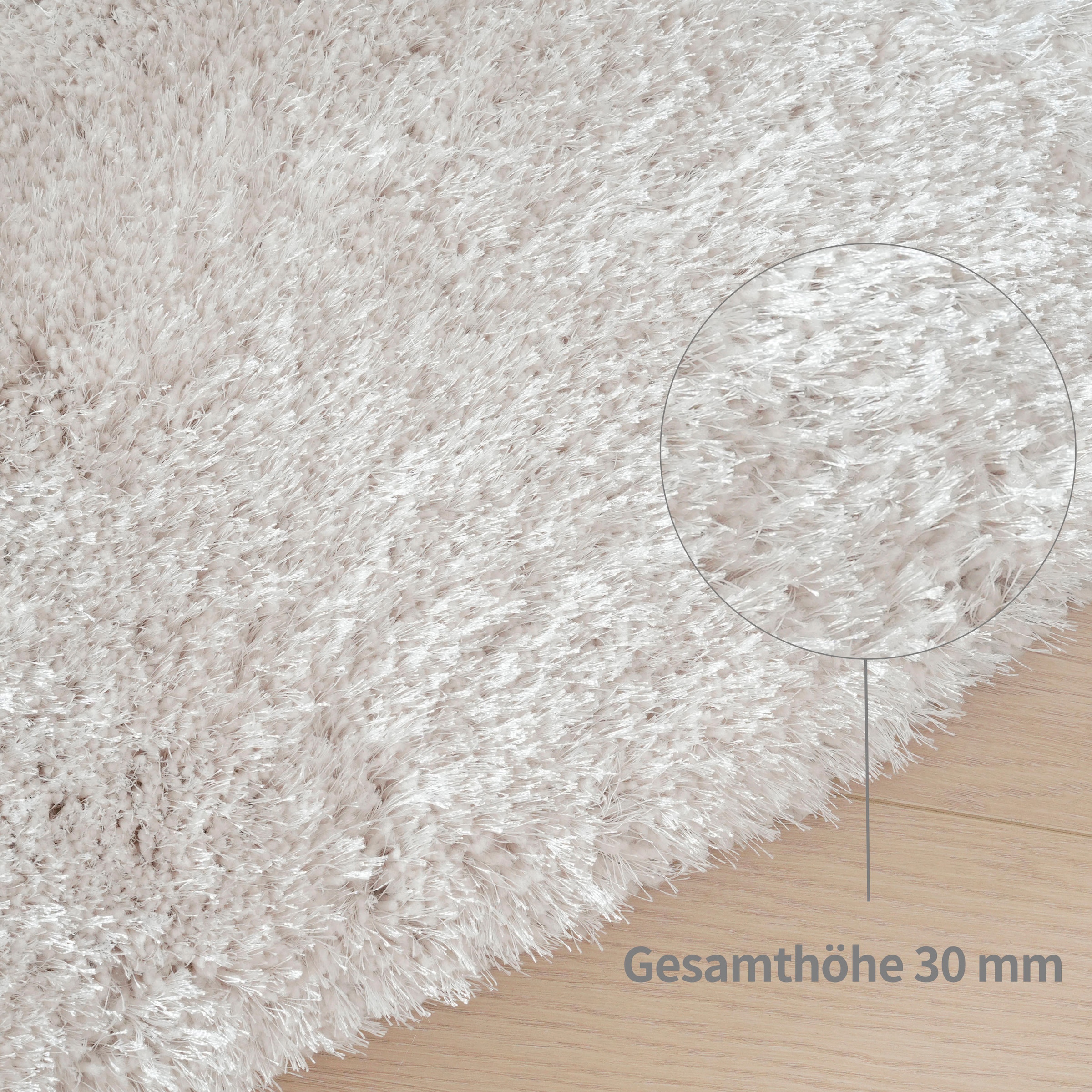 Bruno Banani Hochflor-Teppich »Dana Bean shape, besondere Form, weich, Mikrofaser Teppiche«, U-förmig, 30 mm Höhe, organische Form, uni, Wohnzimmer, Schlafzimmer, Esszimmer