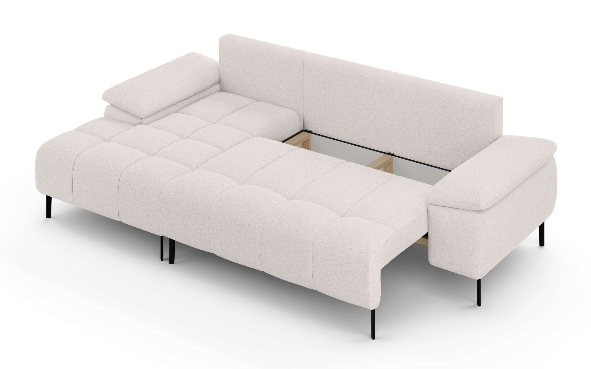 INOSIGN Ecksofa »DROMARA Schlafsofa mit Bettkasten, Maße: B/T/H 277/141/91 cm«, L-Form mit Recamiere rechts/links bestellbar, Wellenunterfederung
