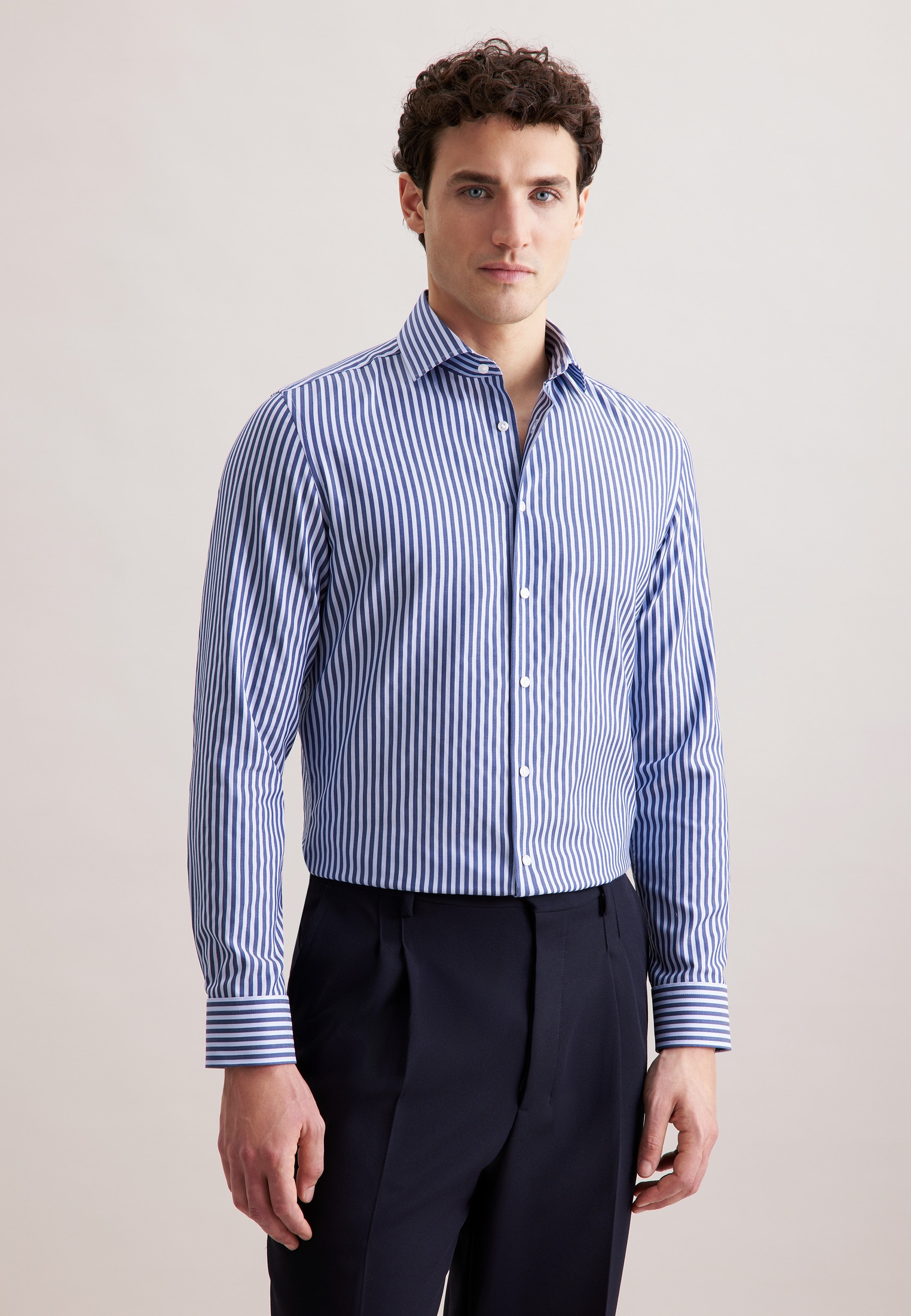 seidensticker Businesshemd "Schwarze Rose" Slim 1/1 Kentkragen Gestreift günstig online kaufen