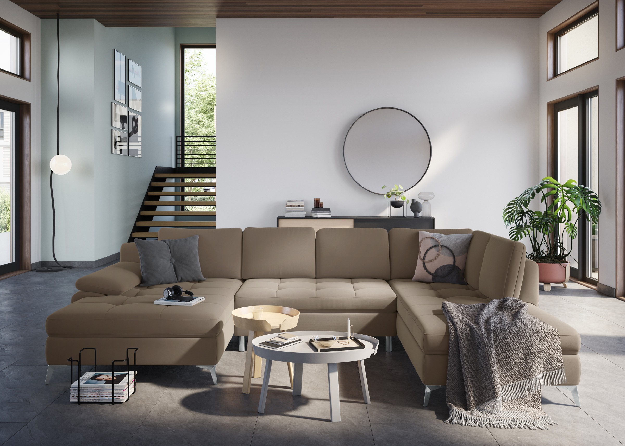 sit&more Wohnlandschaft »Latigo U-Form« mit Recamiere, wahlweise mit Bettfunktion und Bettkasten