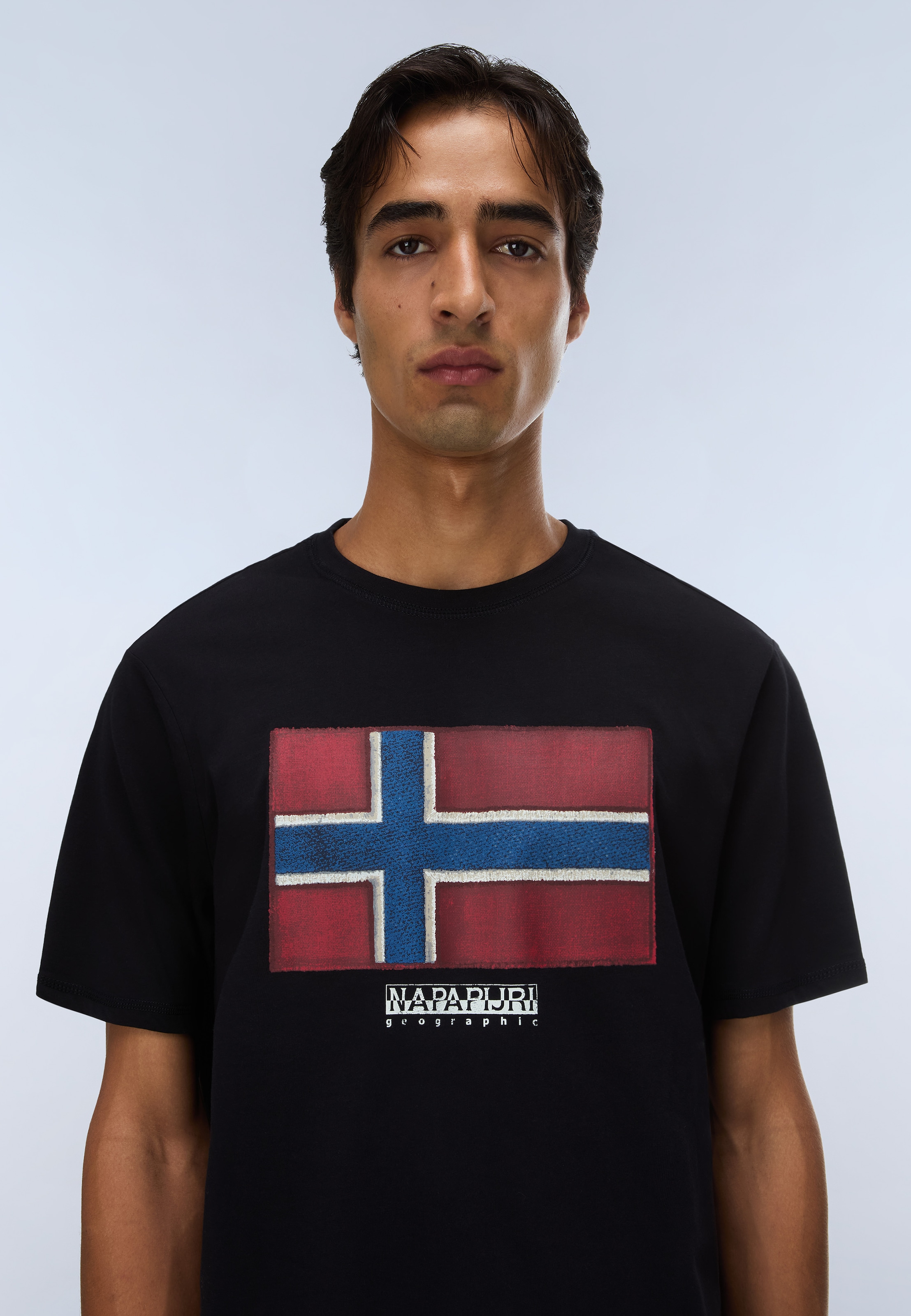 Napapijri T-Shirt »S-FLAG TIKI SS BLACK BEAUTY« mit Rundhalsausschnitt, T-Shirt-Schnitt, aus Baumwolle, normale Länge