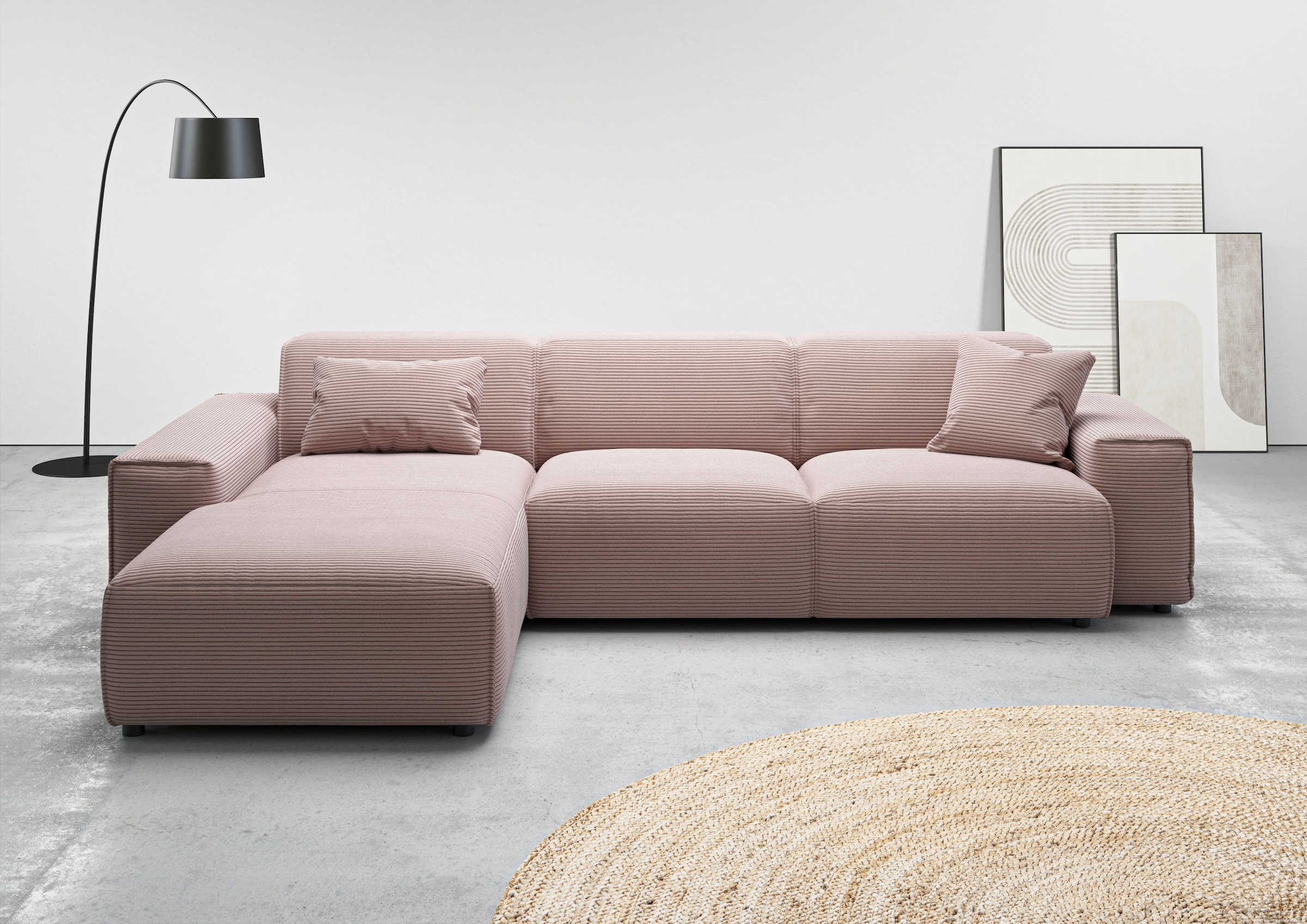 andas Ecksofa »Glimminge auch in Breitcord, Feincord, Bouclé + Easy care-Bezug«, L-Form, Breite 294, Zierkissen