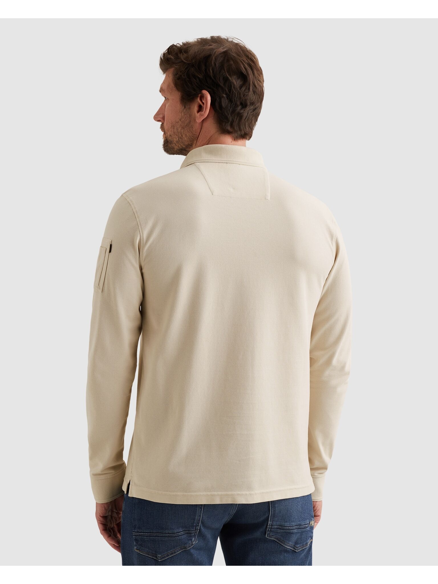 Langarm-Poloshirt PME LEGEND, Herren, Gr. XXL, bone weiß, Web, Obermaterial: 95% Baumwolle, 5% Elasthan, unifarben, regular fit normal, ohne Ausschnitt, Rippbündchen, Shirts, mit Logo Stickerei 3