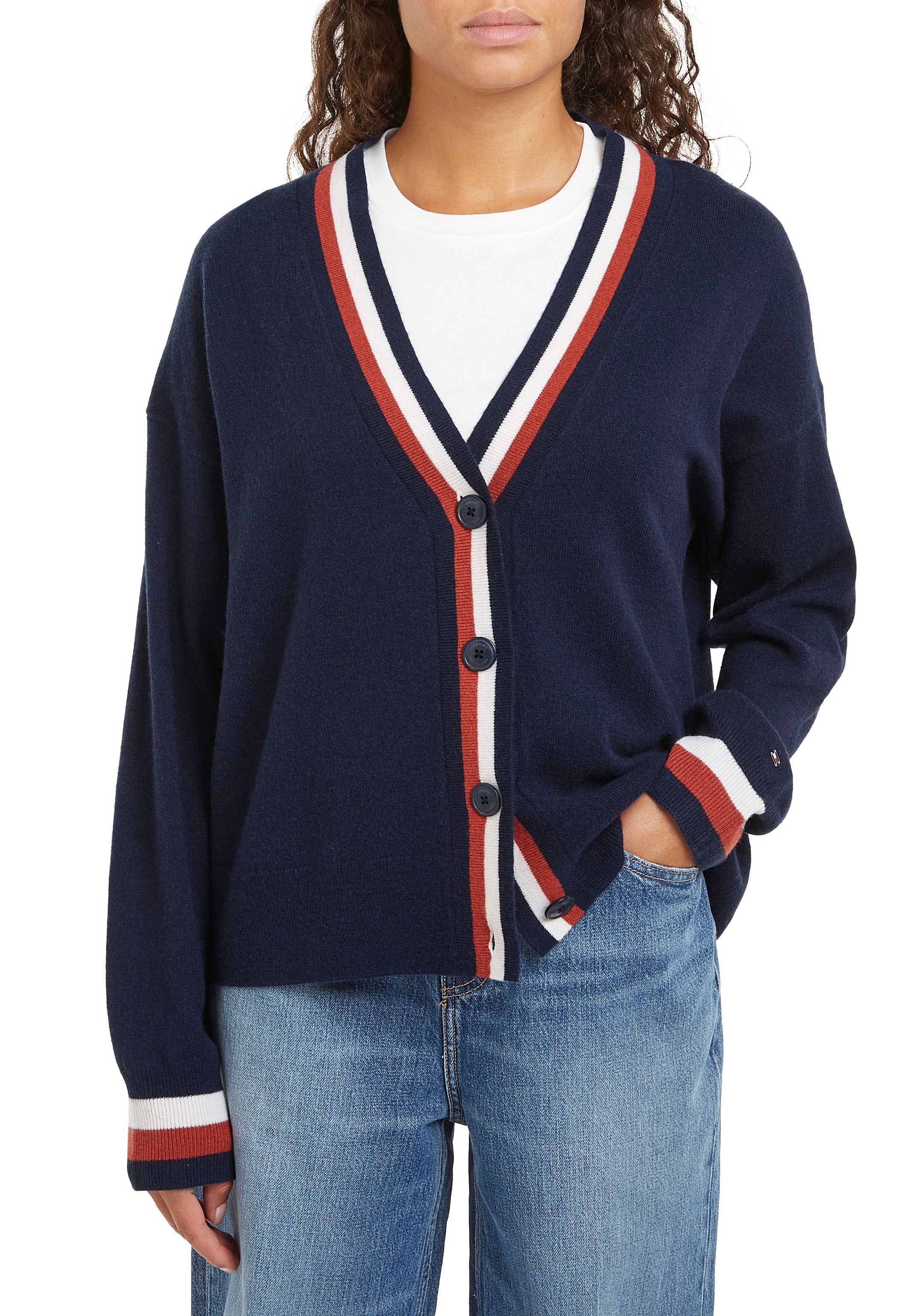 Tommy Hilfiger Strickjacke "GLOBAL STP WOOL CASH CARDIGAN", mit Tommy Hilfi günstig online kaufen