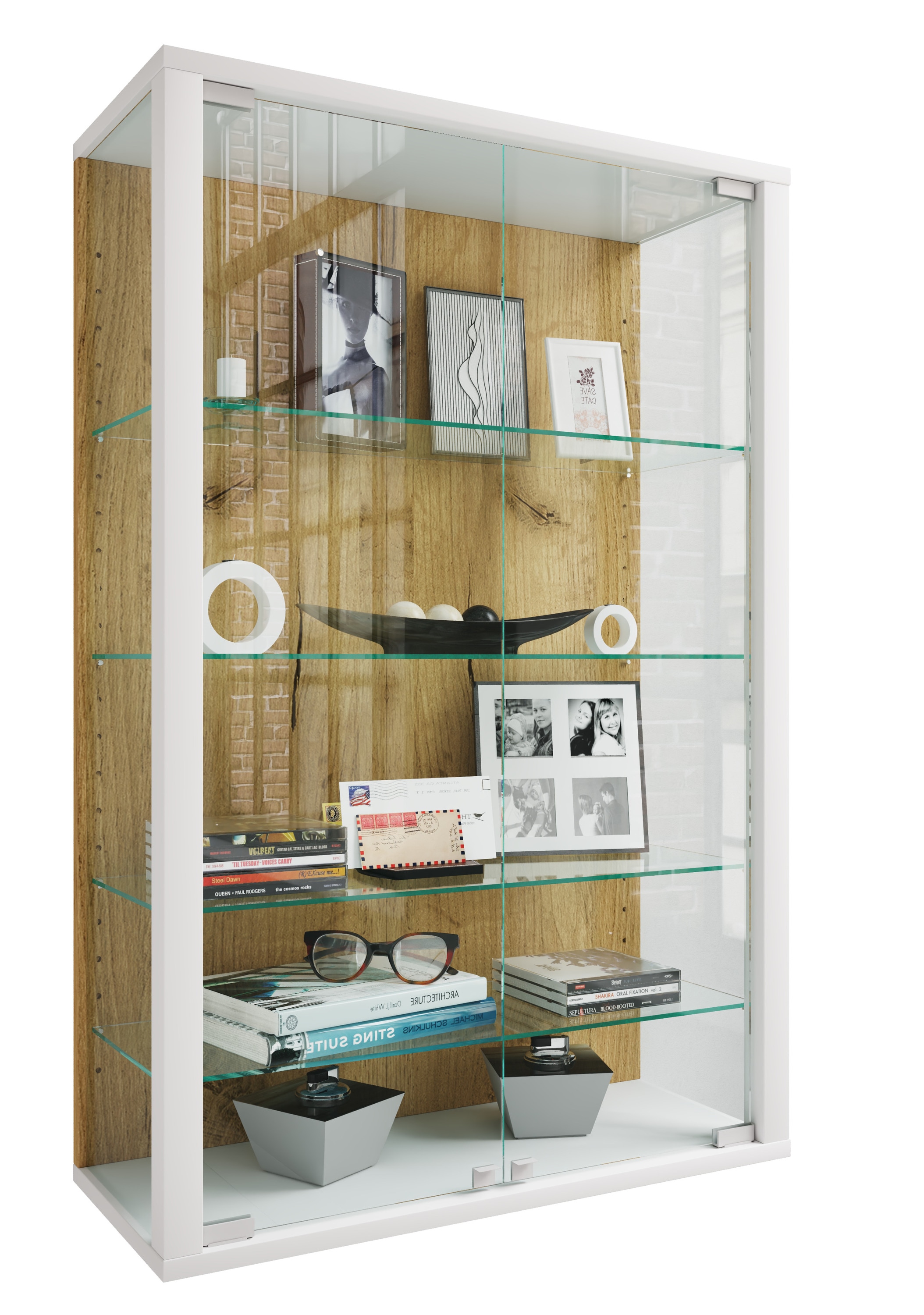 VCM Wandregal "Wandvitrine Hängevitrine Glasvitrine Glas Udina L" 1 Stk. tlg.