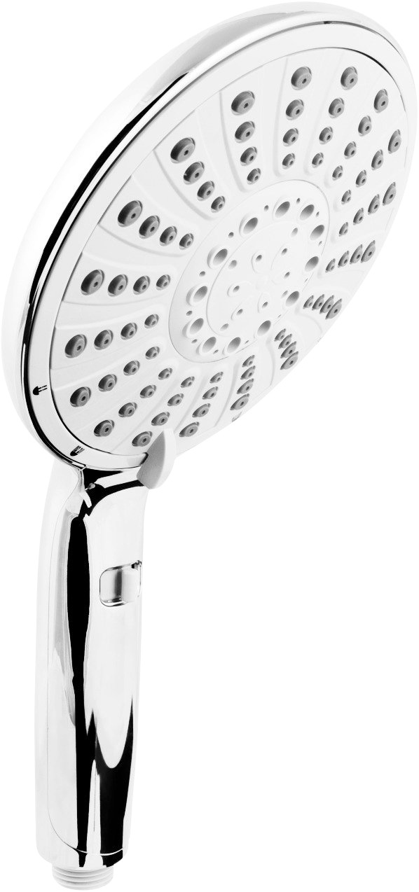 CORNAT Handbrause "150 mm Kopfdurchmesser - 5 Strahlarten: Normal-, Soft- & Massagestrahl" verchromt - Wasserstop & Anti-Kalk