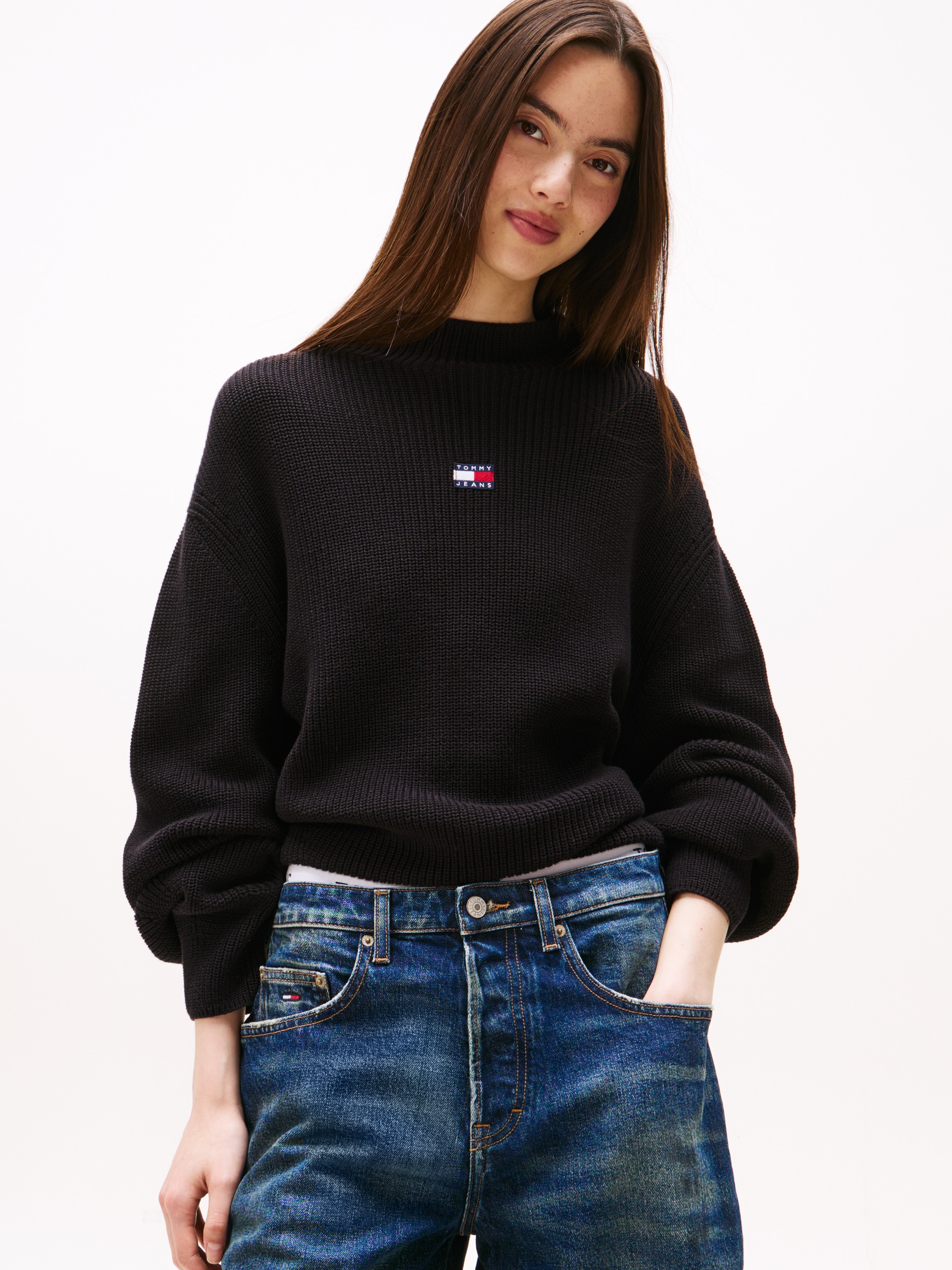 Tommy Jeans Stehkragenpullover "TJW MOCKNECK BADGE SWEATER" günstig online kaufen