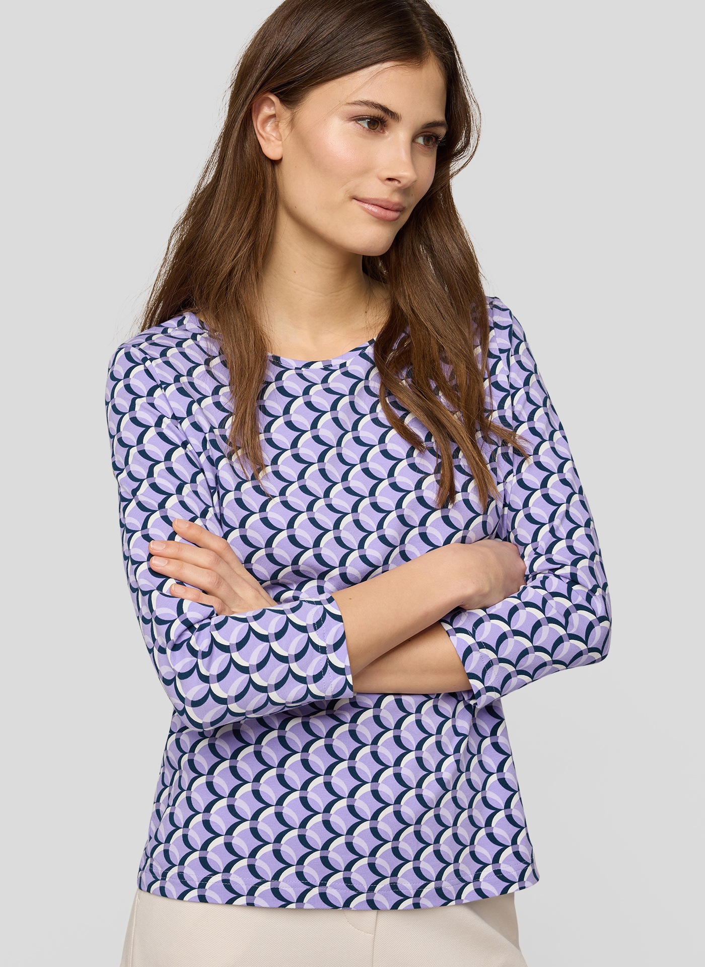 Rabe 3/4-Arm-Shirt Sommershirt mit grafischem Allover-Muster günstig online kaufen