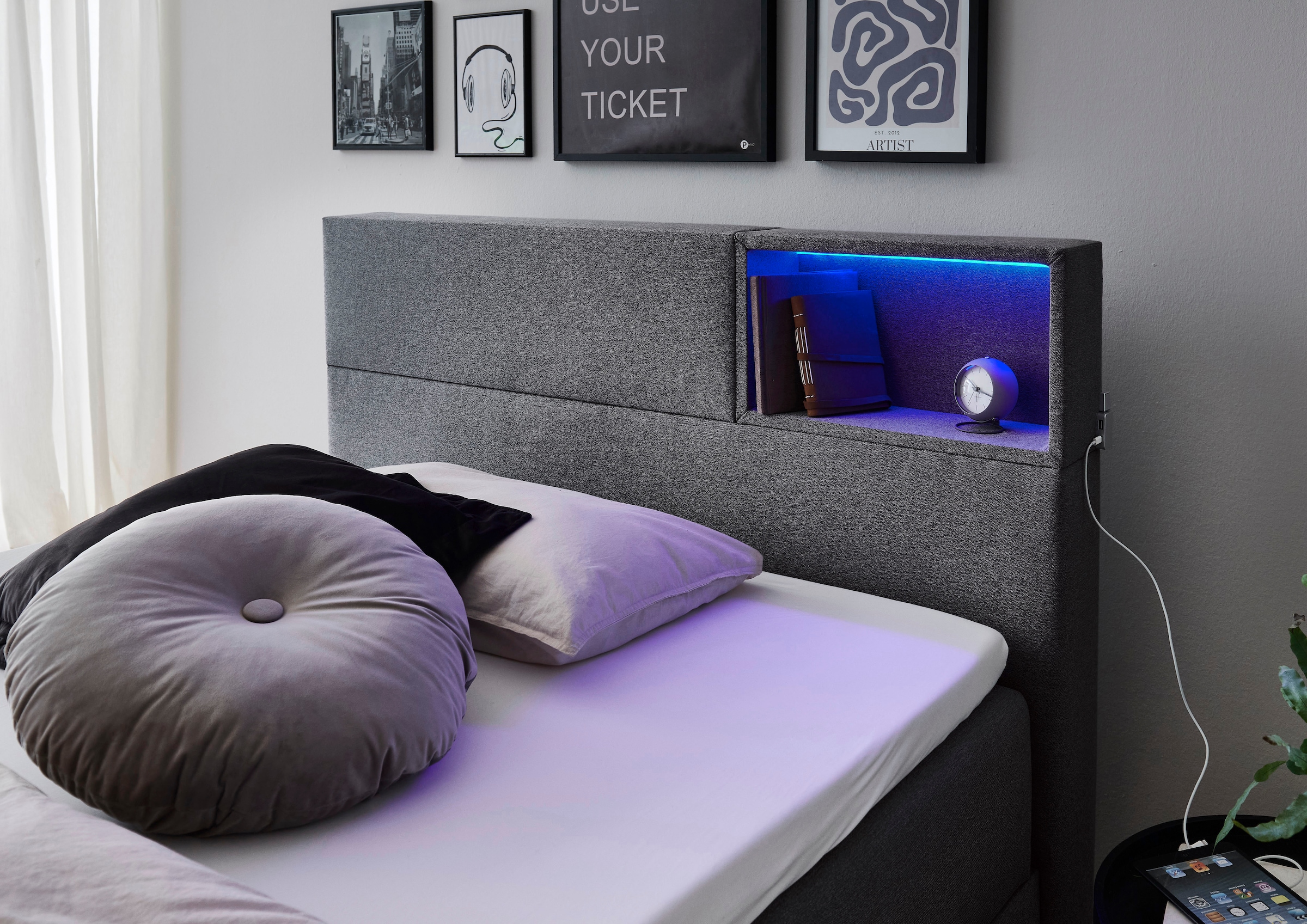 meise.möbel Boxspringbett, Boxspringbett, LED, Bonell