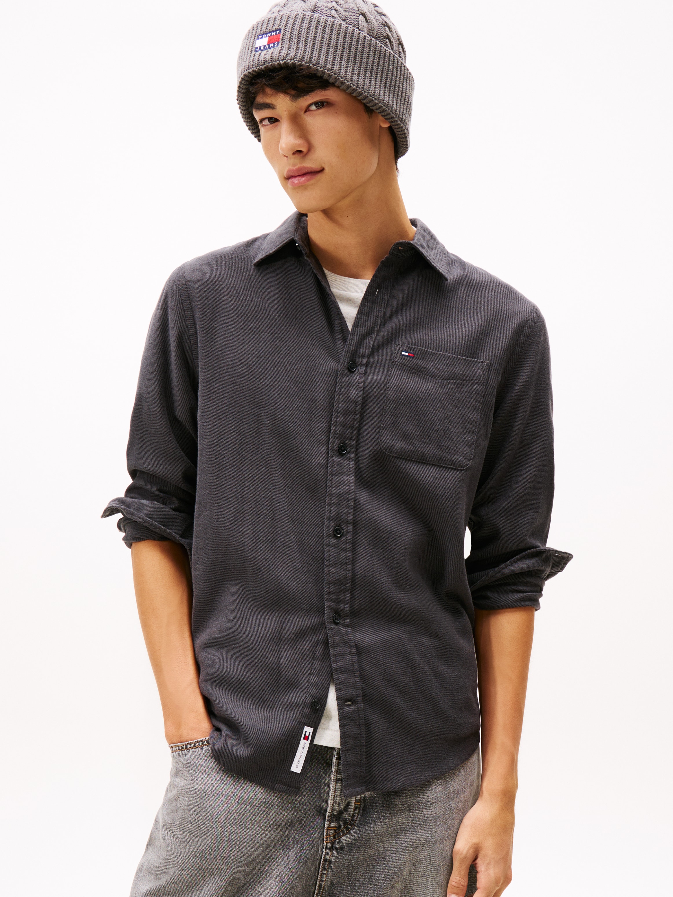 Tommy Jeans Flanellhemd "TJM FLANNEL" regular fit, Langarmhemd, halbgesprei günstig online kaufen