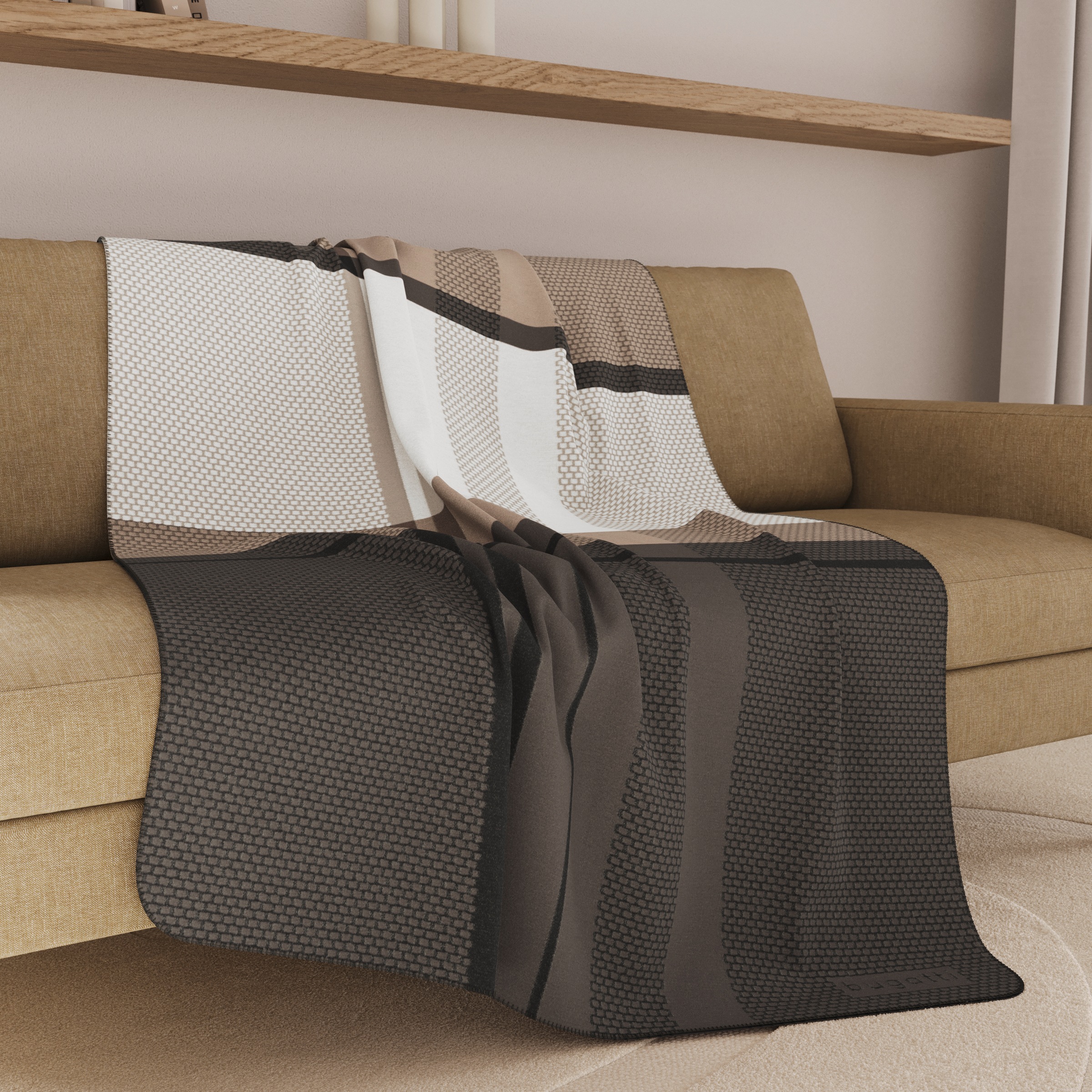 bugatti Wohndecke »bugatti Baumwollmischdecke« im eleganten Karo-Design