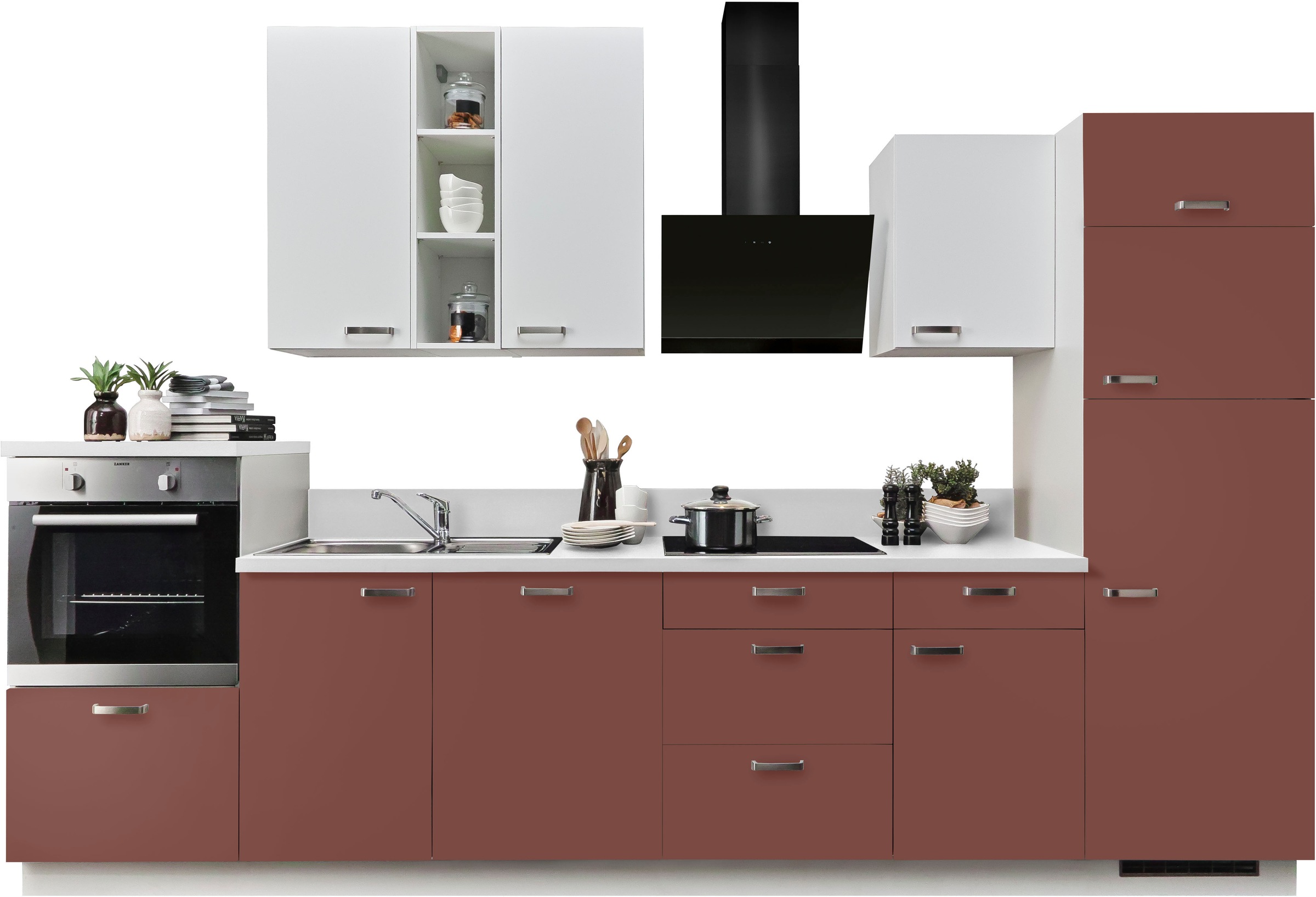 Express Küchen Küchenzeile »Bari«, Soft-Close-Funktion und Vollauszügen, vormontiert, Breite 340 cm