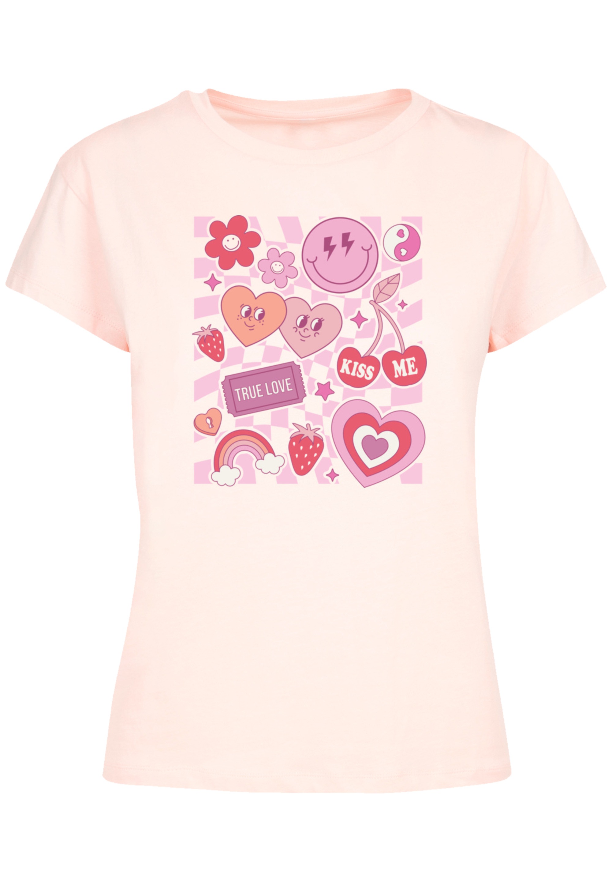 F4NT4STIC T-Shirt »Retro Valentinstag Herz Rainbow Fruits«, Premium Qualität