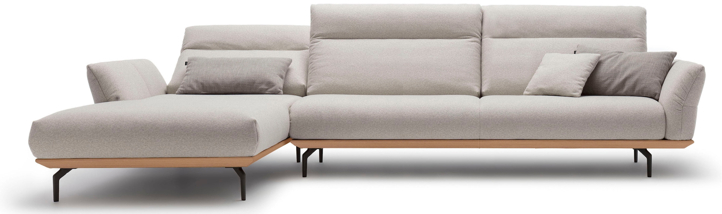 Creation BY ROLF BENZ Ecksofa »CR.460«, Sockel in Eiche, Winkelfüße in Umbragrau, Breite 338 cm