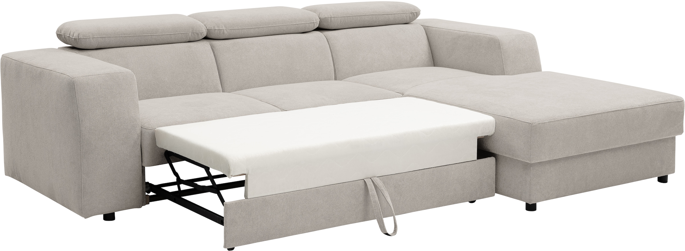 WERK2 Ecksofa »Cherry, modernes Sofa mit Komfortfunktionen, Breite 270cm, L-Form,«, bequem, mit verstellbaren Kopfteilen, Schlaffunktion und Bettkasten