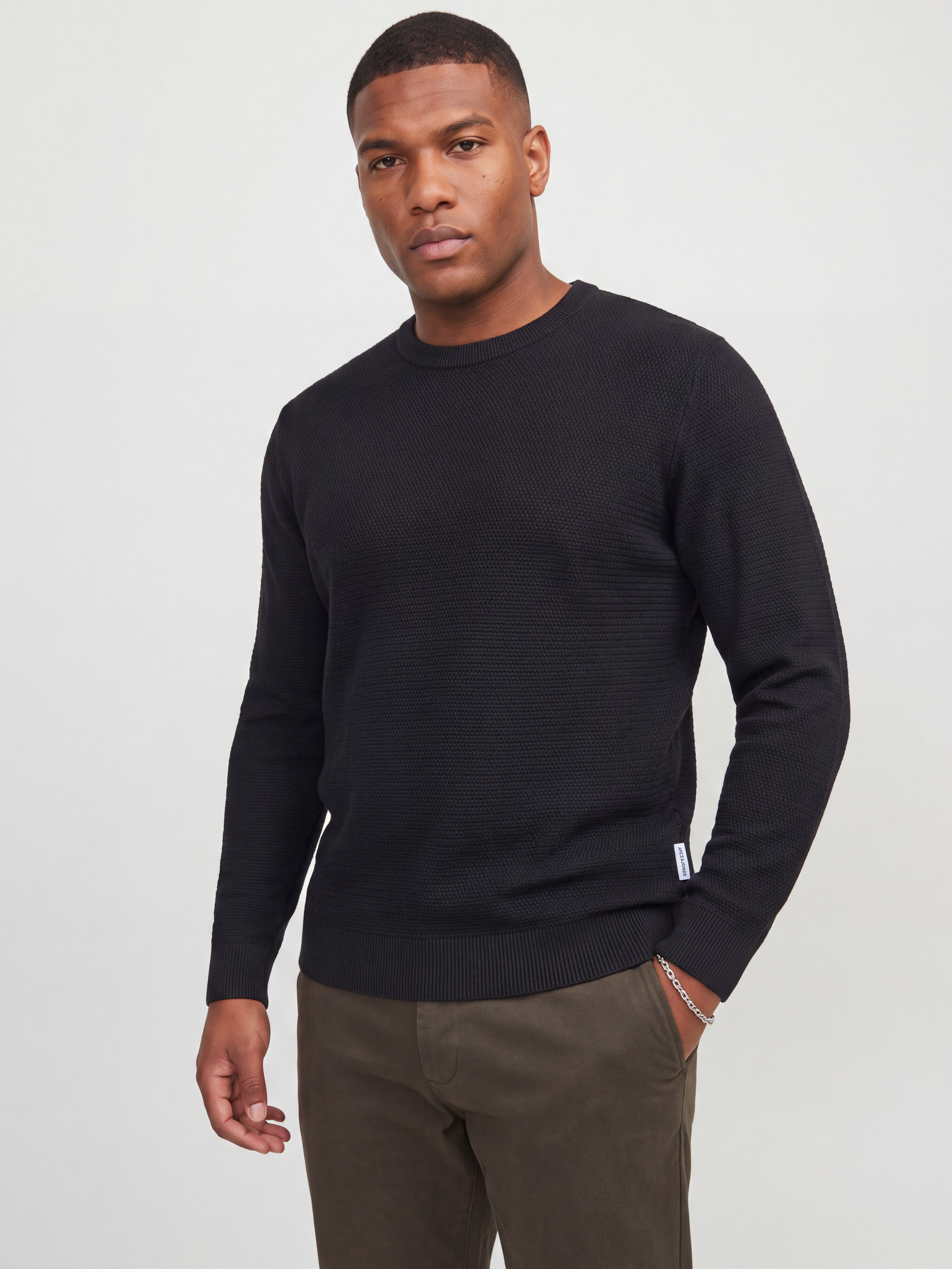 Jack & Jones PlusSize Rundhalspullover "JJERYDER KNIT CREW NECK SN PLS" Baumwolle, normal geschnitten