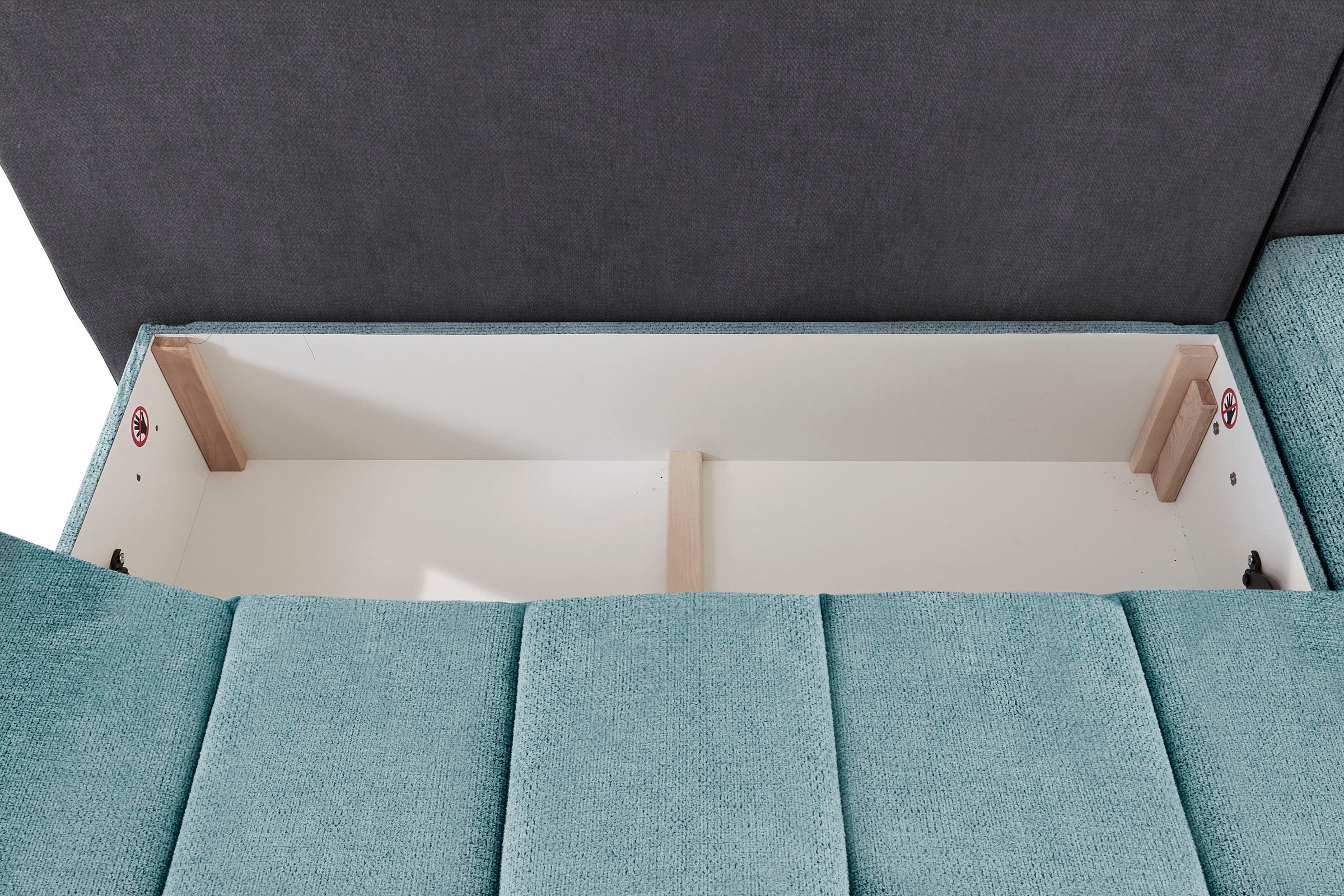 INOSIGN Ecksofa »Imola, elegant und modern, aktuelle Steppung im Sitz, bequem, L-Form«, frei im Raum stellbar, wahlweise mit Bettfunktion und Bettkasten