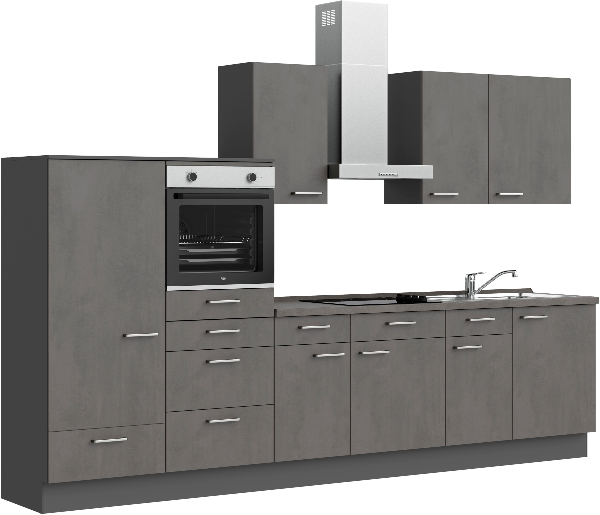 nobilia® Küchenzeile »"Riva I"« vormontiert,  Ausrichtung wählbar, Breite 330 cm, wahlw. mit E-Geräten