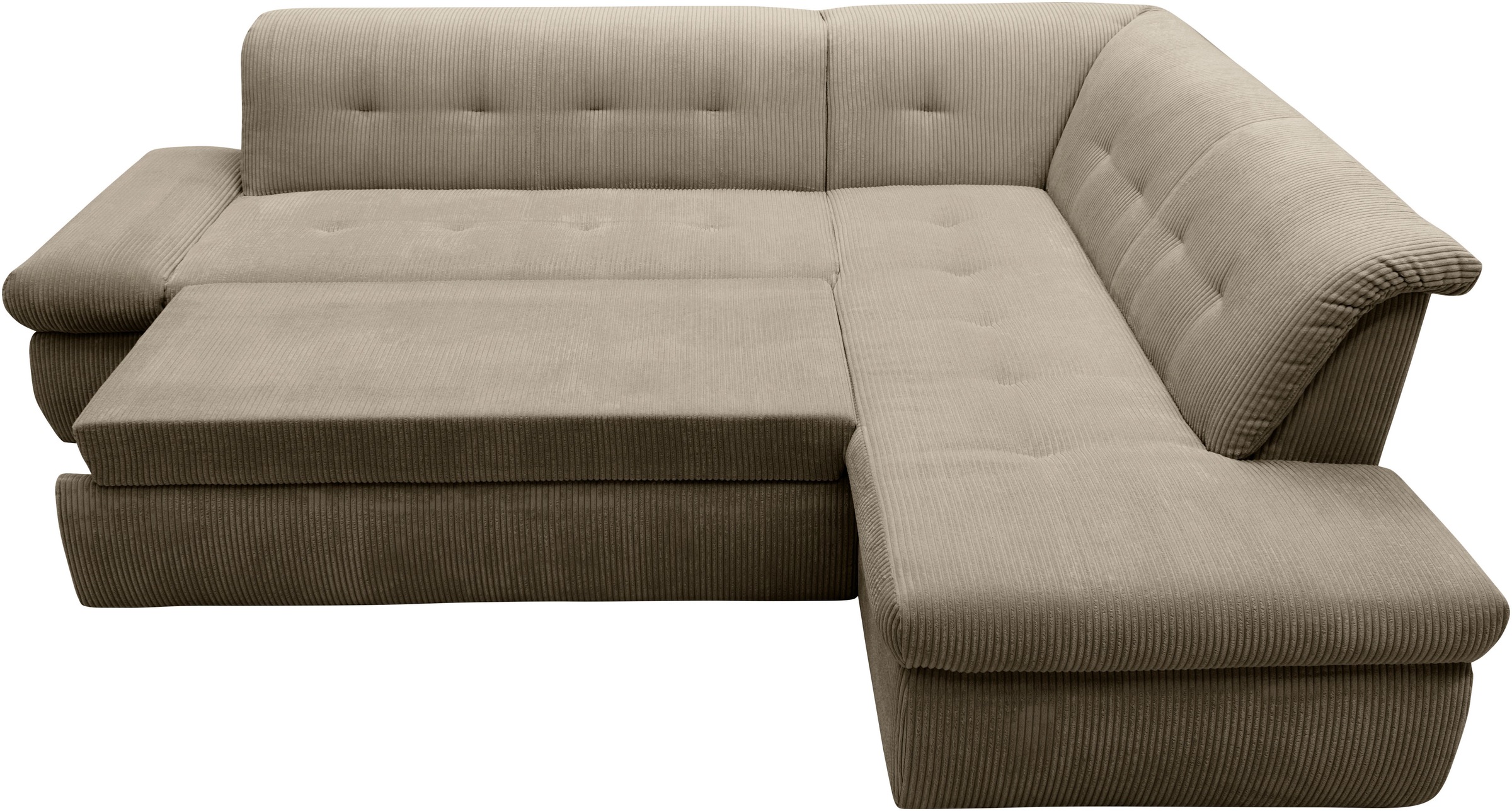 DOMO collection Ecksofa »Moric L-Form«, wahlweise mit Bettfunktion und Armlehnenverstellung, auch in Cord