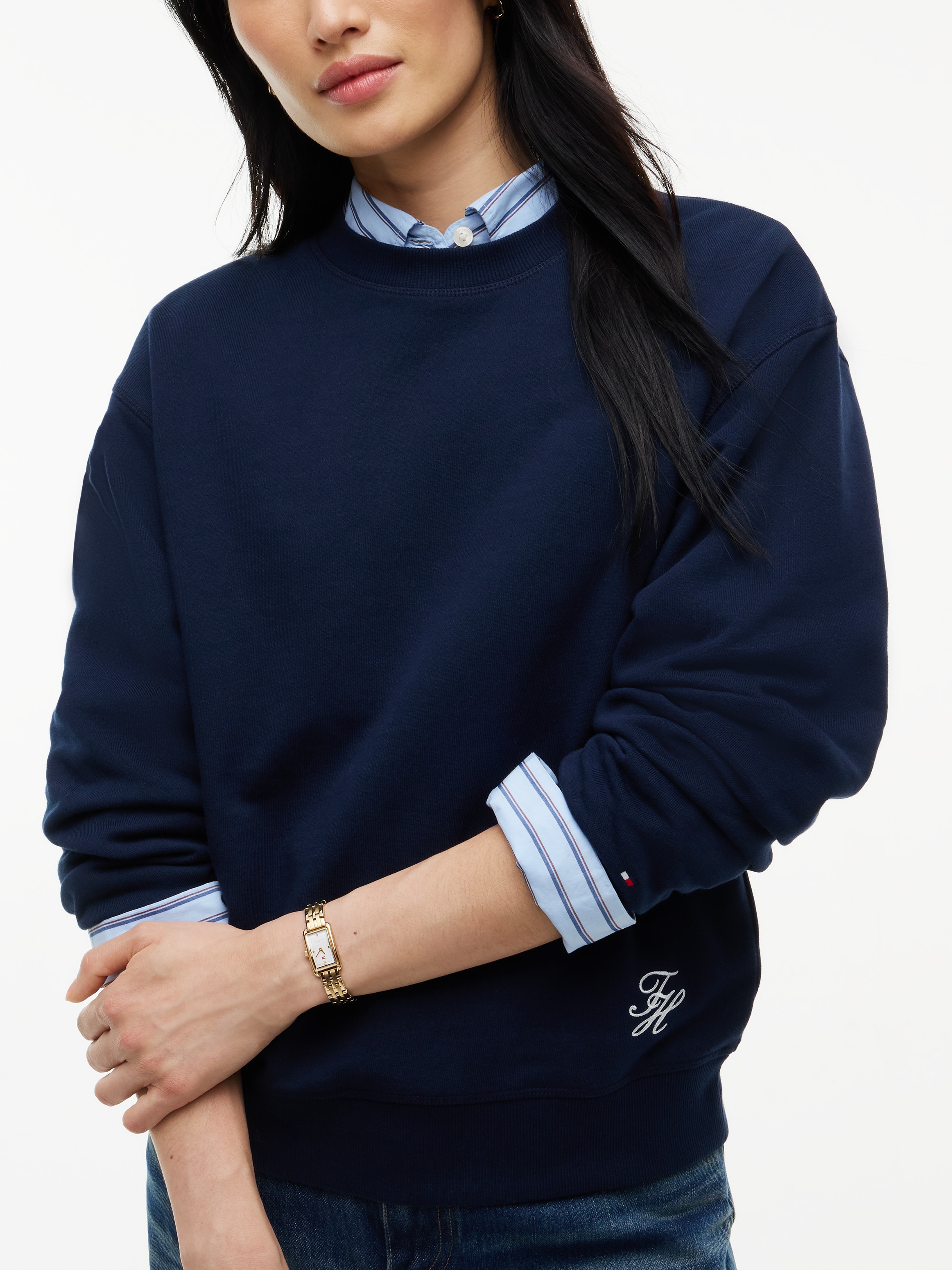 Tommy Hilfiger Sweatshirt »SCRIPT TERRY MDRN C-NK SWTSHIRT«, Baumwolle
