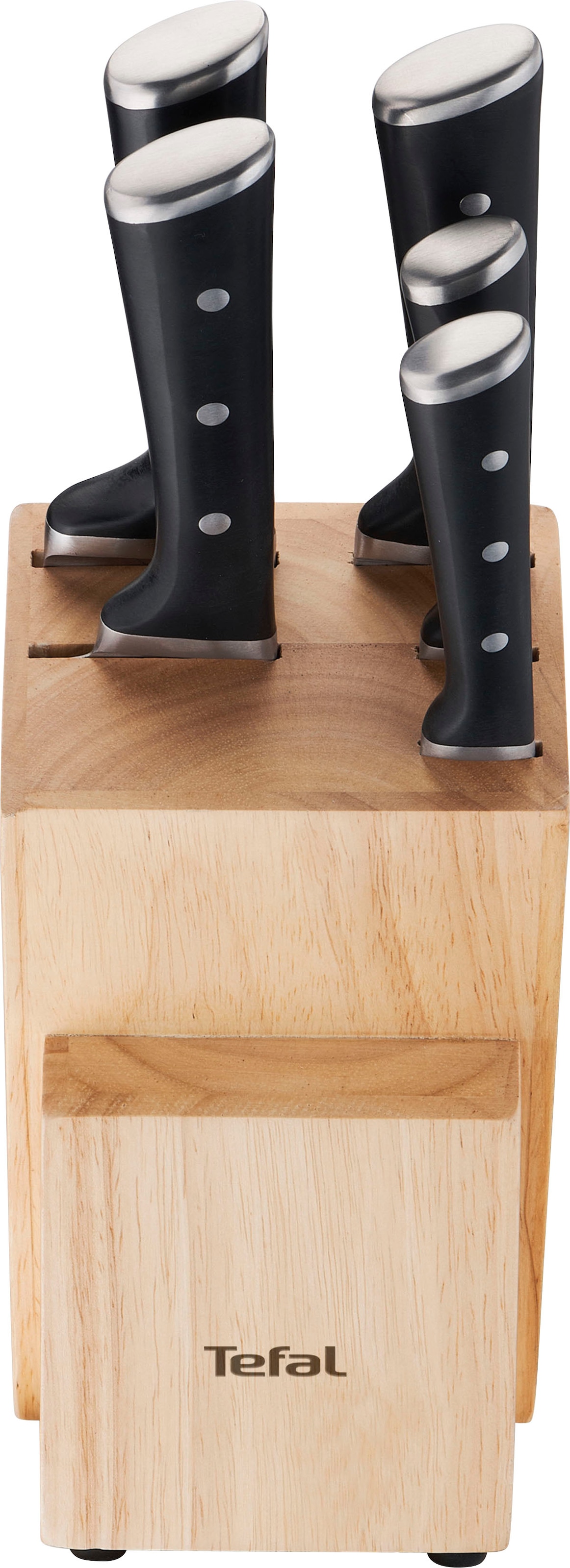 Messerblock TEFAL "Ice Force", silber (edelstahlfarben), B:13,9cm H:40,5cm, Messerblöcke, Messerblock, Eishärtung, dauerhafte Leistungsstärke, formschön, Edelstahl/Holz 2