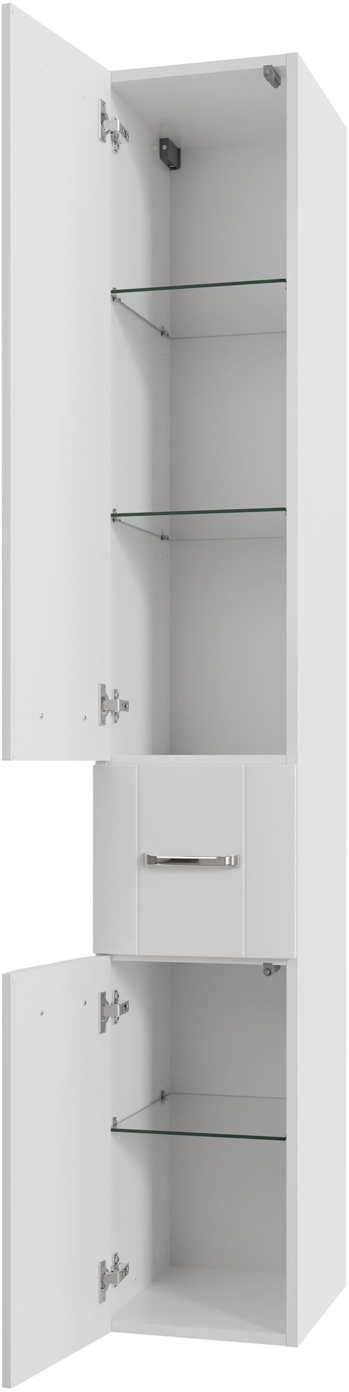 Saphir Badmöbel-Set »Badmöbel-Set Serie 3006 5-teilig Keramik-Waschtisch mit Spiegelschrank«, (6 St.), Badezimmer-Set mit Unterschrank, Hängeschrank, Hochschrank, Türdämpfer