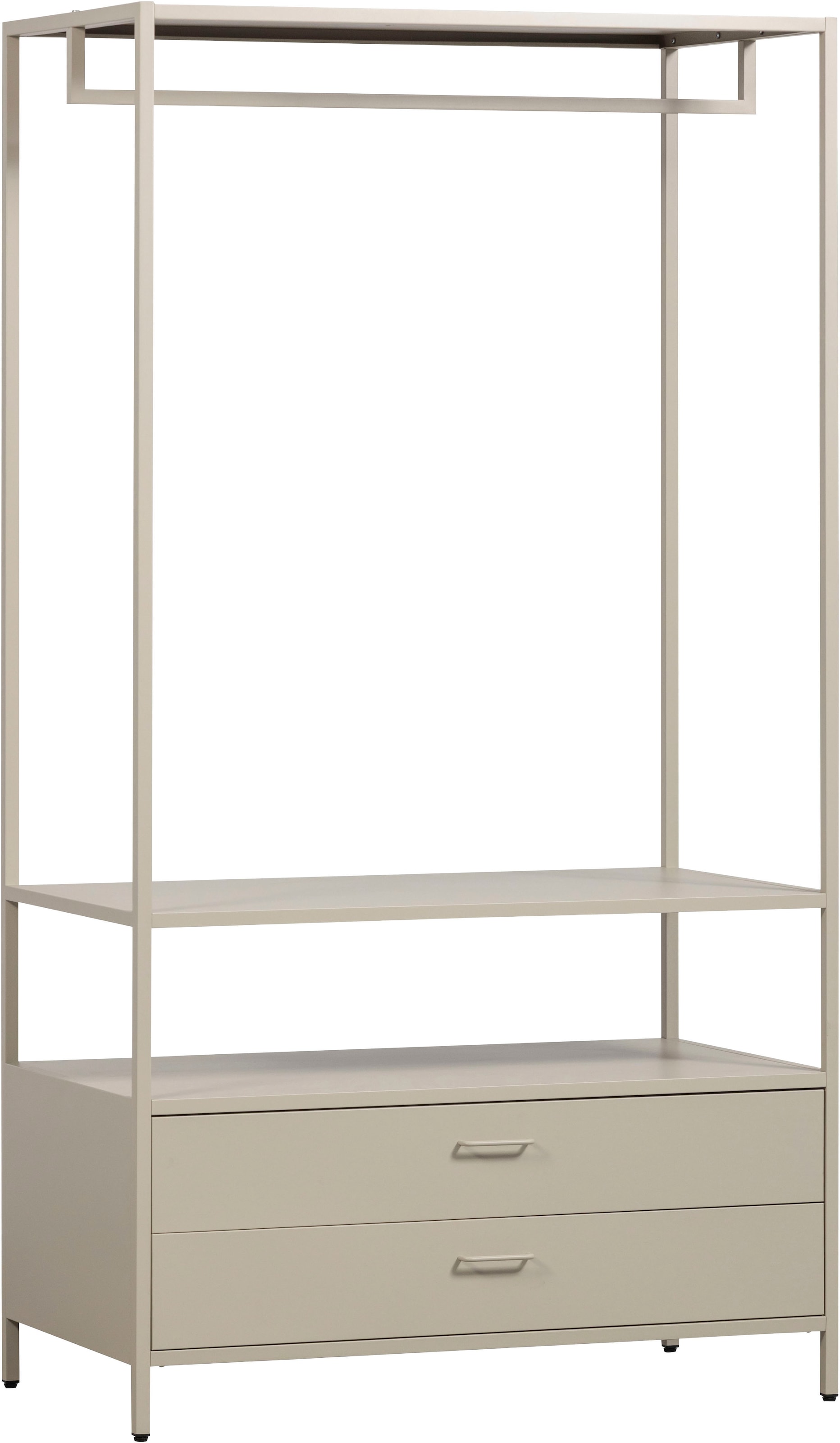 WOOOD Kompaktgarderobe "Ferris mit offenem Kleiderbereich und 2 Schubladen" Tragkraft Kleiderstange 26 kg, 2 Schubladen