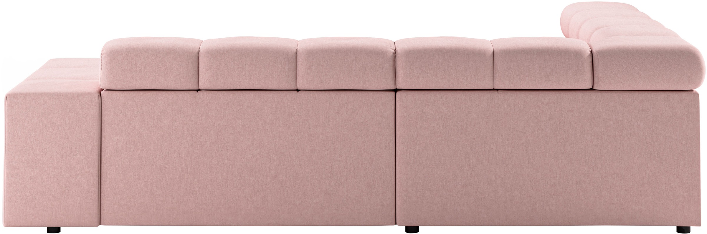 Ecksofa HOME AFFAIRE "Ancona, incl. Kopfteilverstellung + 3 Zierkissen, L-Form, Breite 249cm", rosa (rosé), B:249cm H:70cm T:215cm, 100% Polyester, Sofas, Ecksofa, wahlweise motorische Sitztiefenverstellung, B/T(H: 249/215/70 cm 3