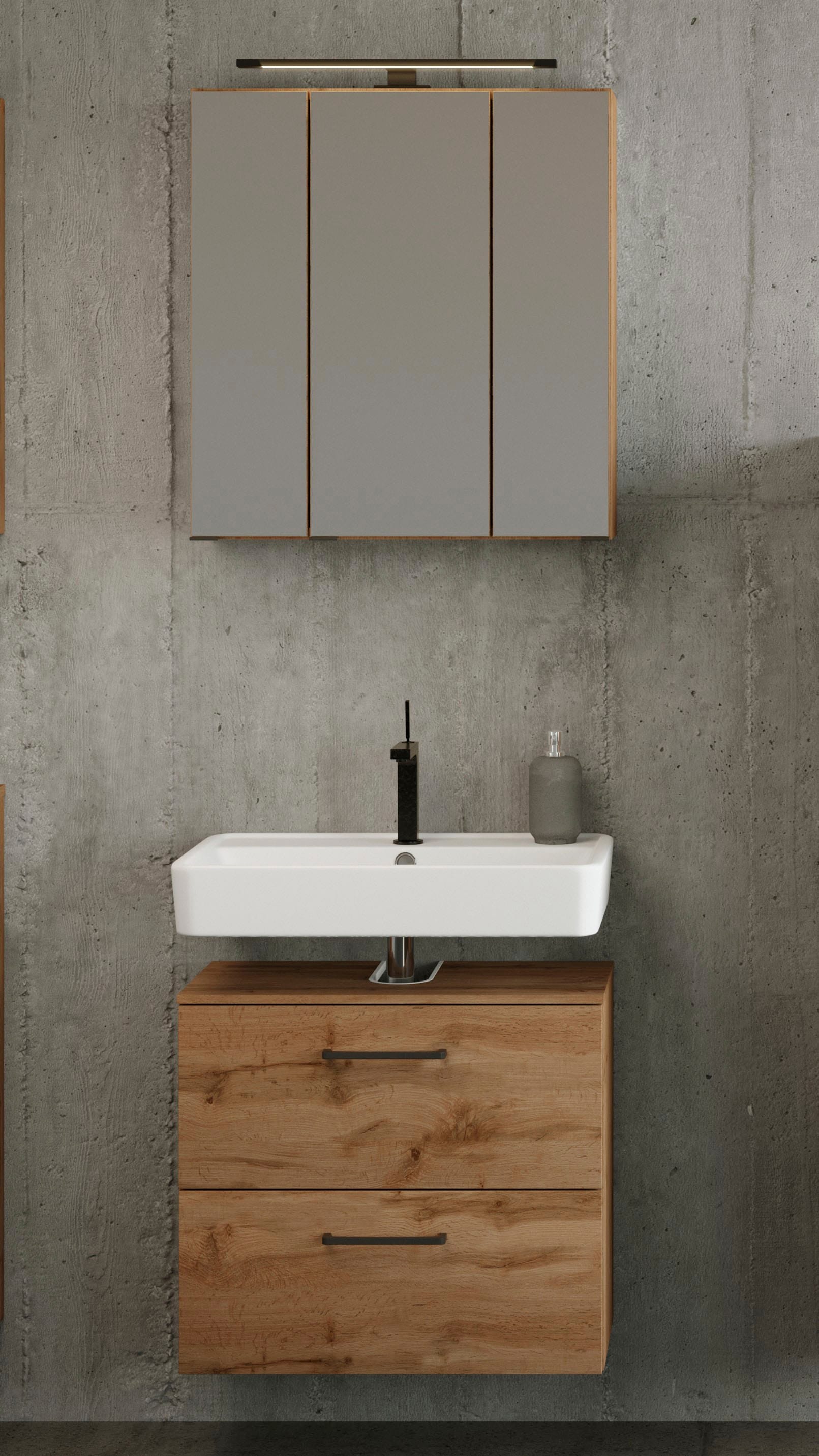 welltime Badmöbel-Set "Chicago" Spiegelschrank und Unterbeckenschrank, 2 St günstig online kaufen