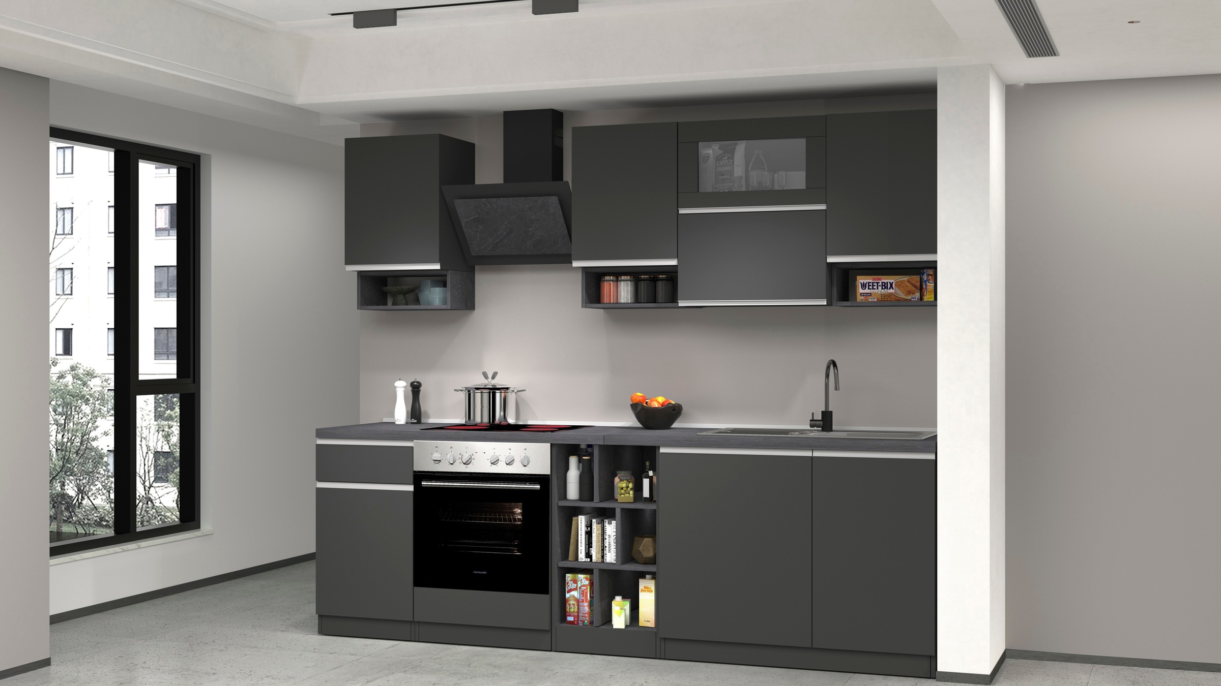KOCHSTATION Küchenzeile »KS-Sole«, Breite 256 cm, mit Geschirr-Abtropfschrank, ohne E-Geräte