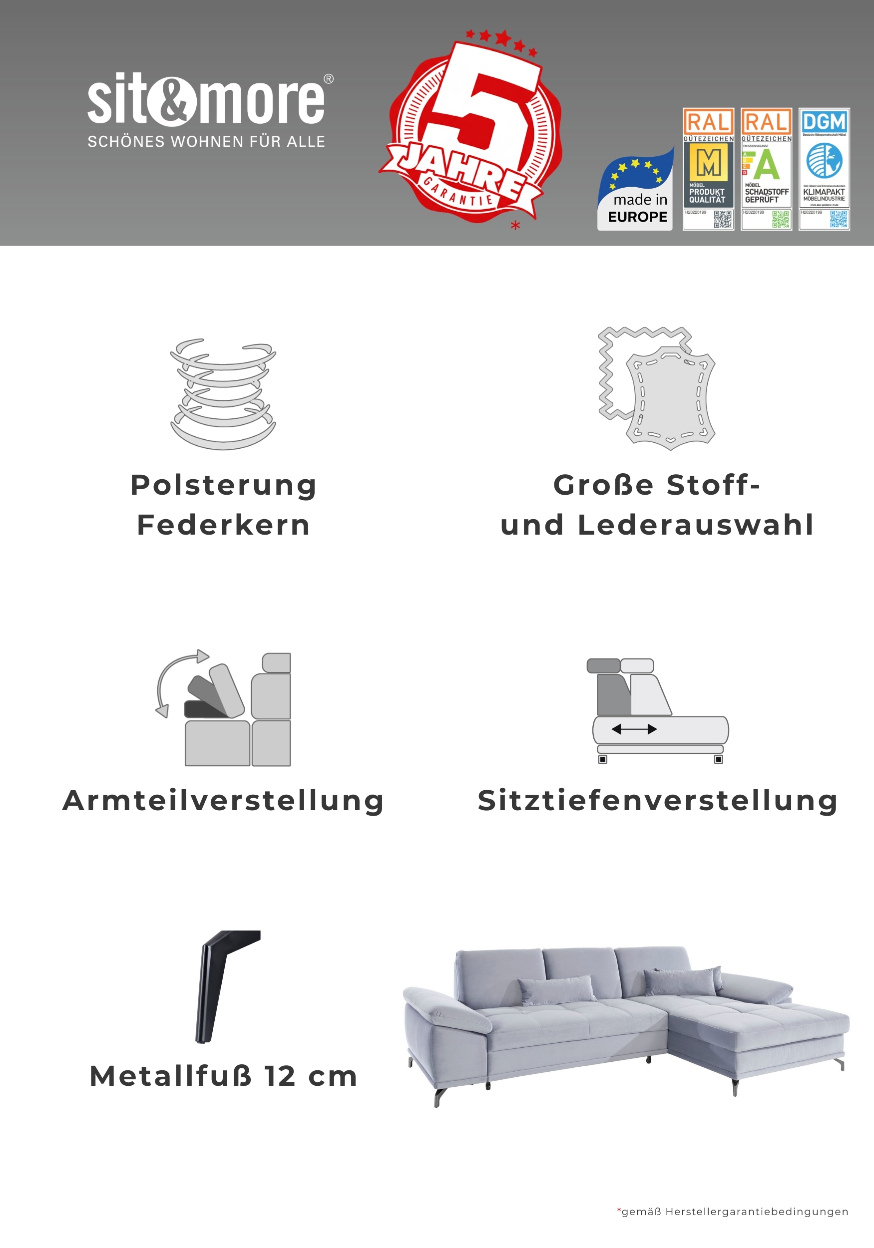 OTTO home Polsterhocker »Costello, B: 133 cm« individuell zu kombinieren, Federkern